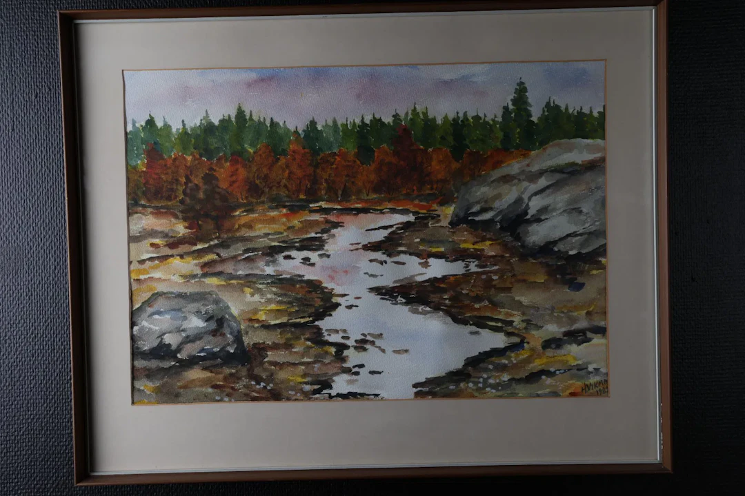 H. VIKMAN, akvarell på papper, höstlandskap, 1982