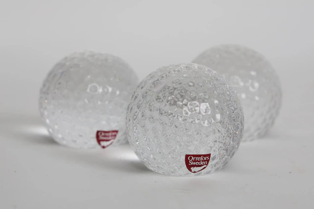 GOLFBOLLAR, glas, Orrefors