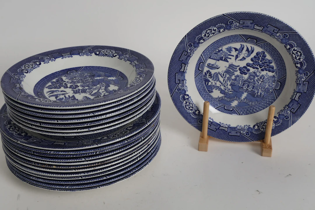 TALLRIKAR, 20 st, ”Willow” Wood’s Ware, England.