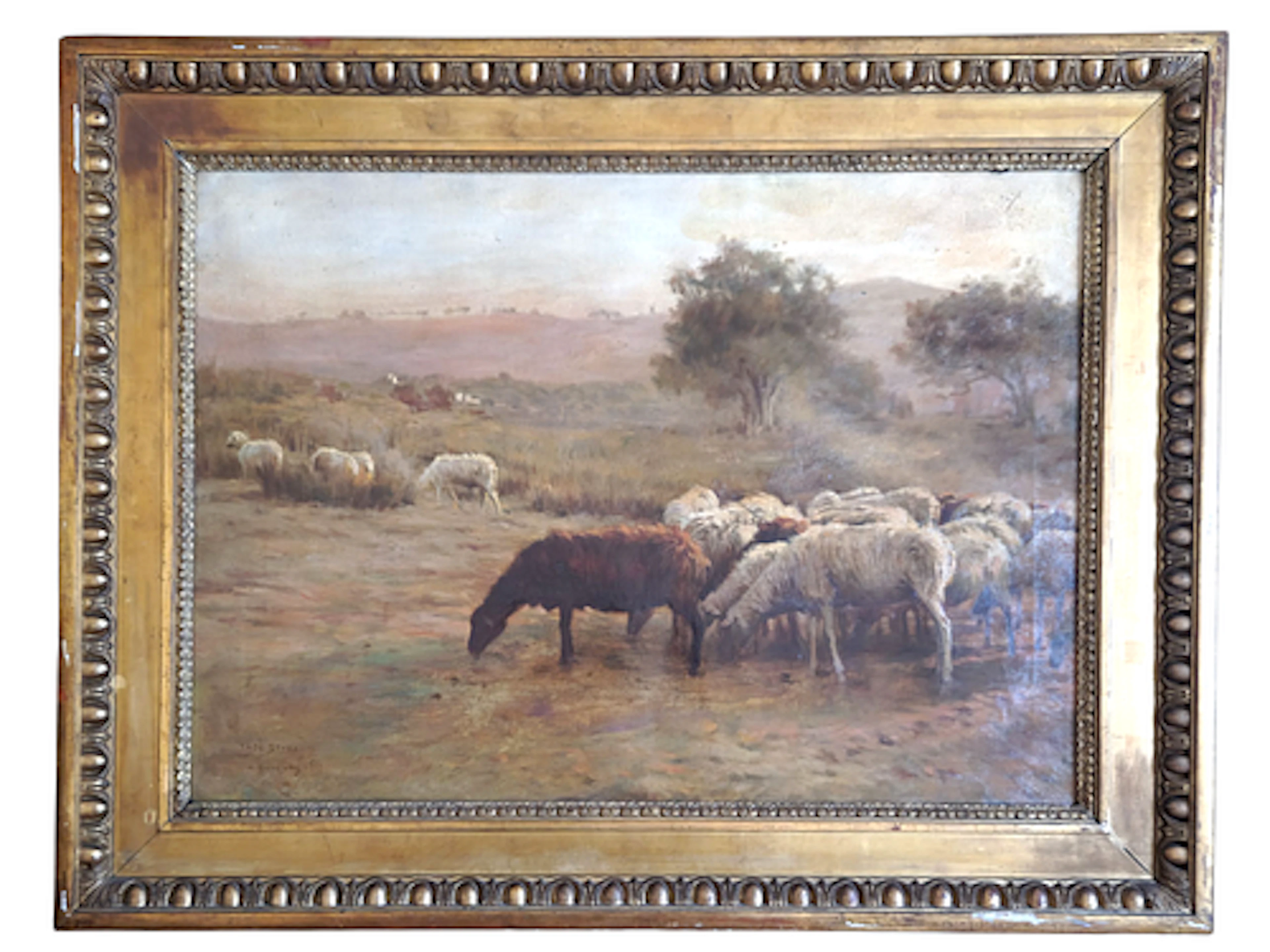 A. Boudbay - Tade-Styka, Flock of Sheep, Oil on Canvas