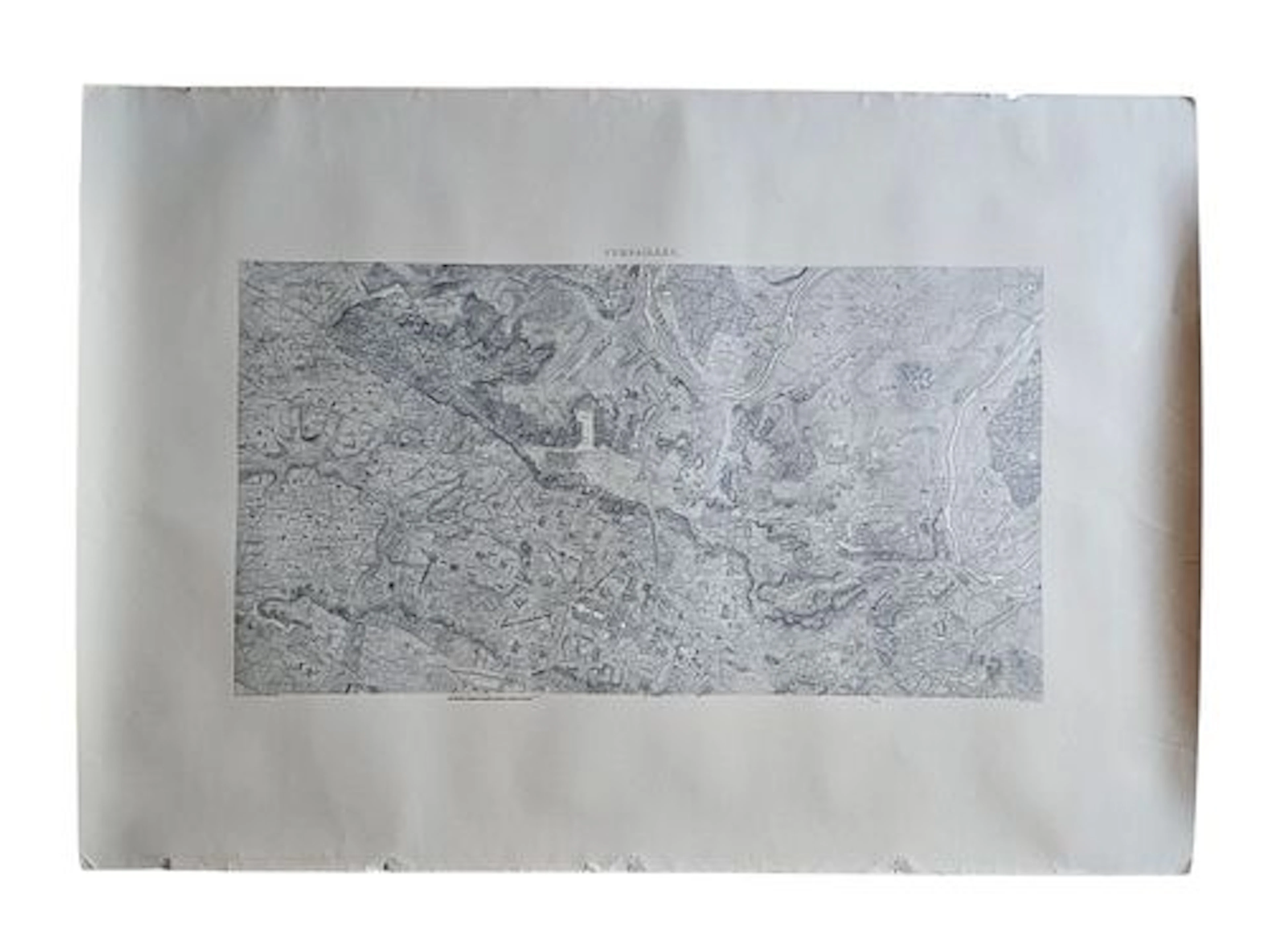 Antique French Engraving on Paper, Map of Versailles and Surrounding Region