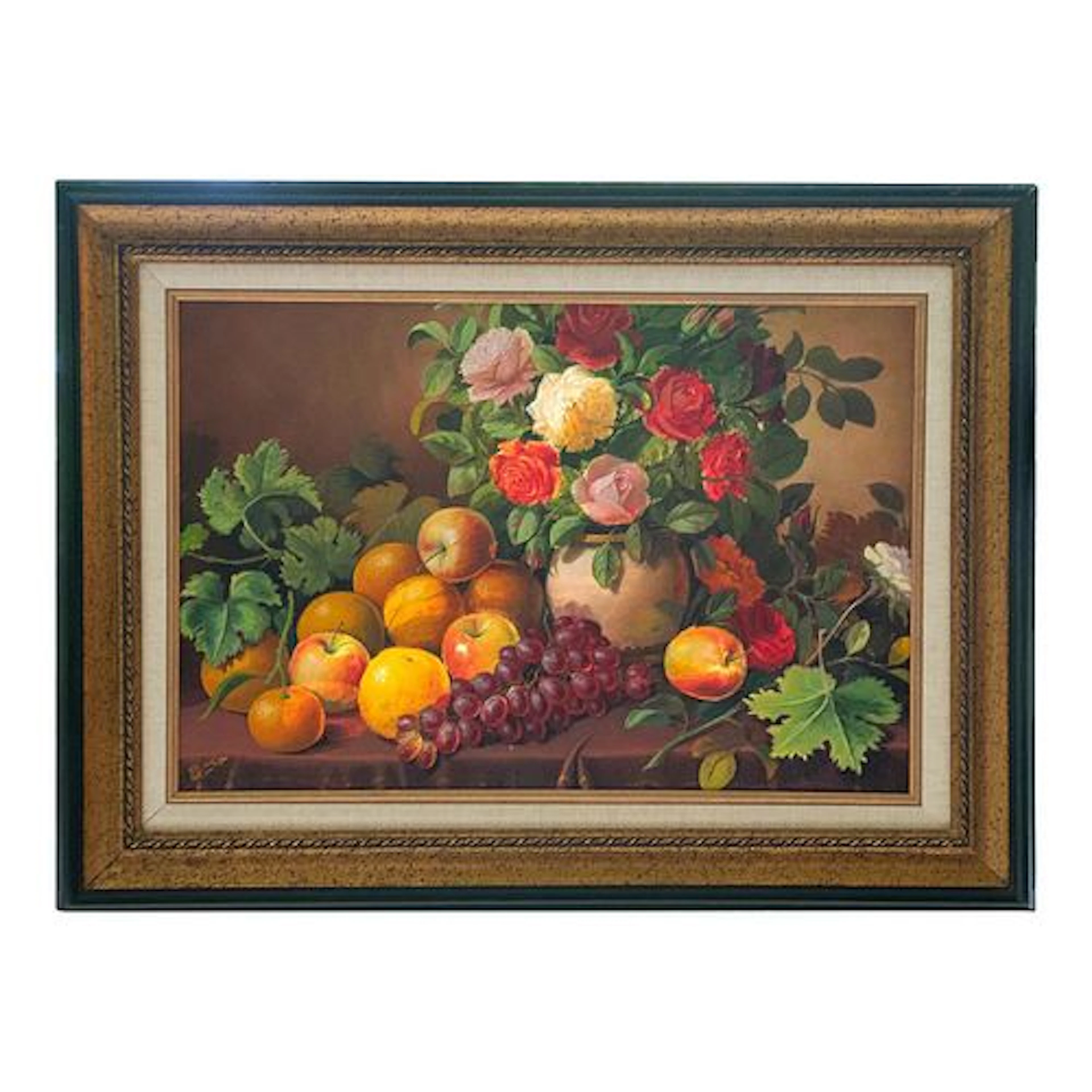 Late 20th Century Signed, Illegible - Untitled Floral and Fruit Still