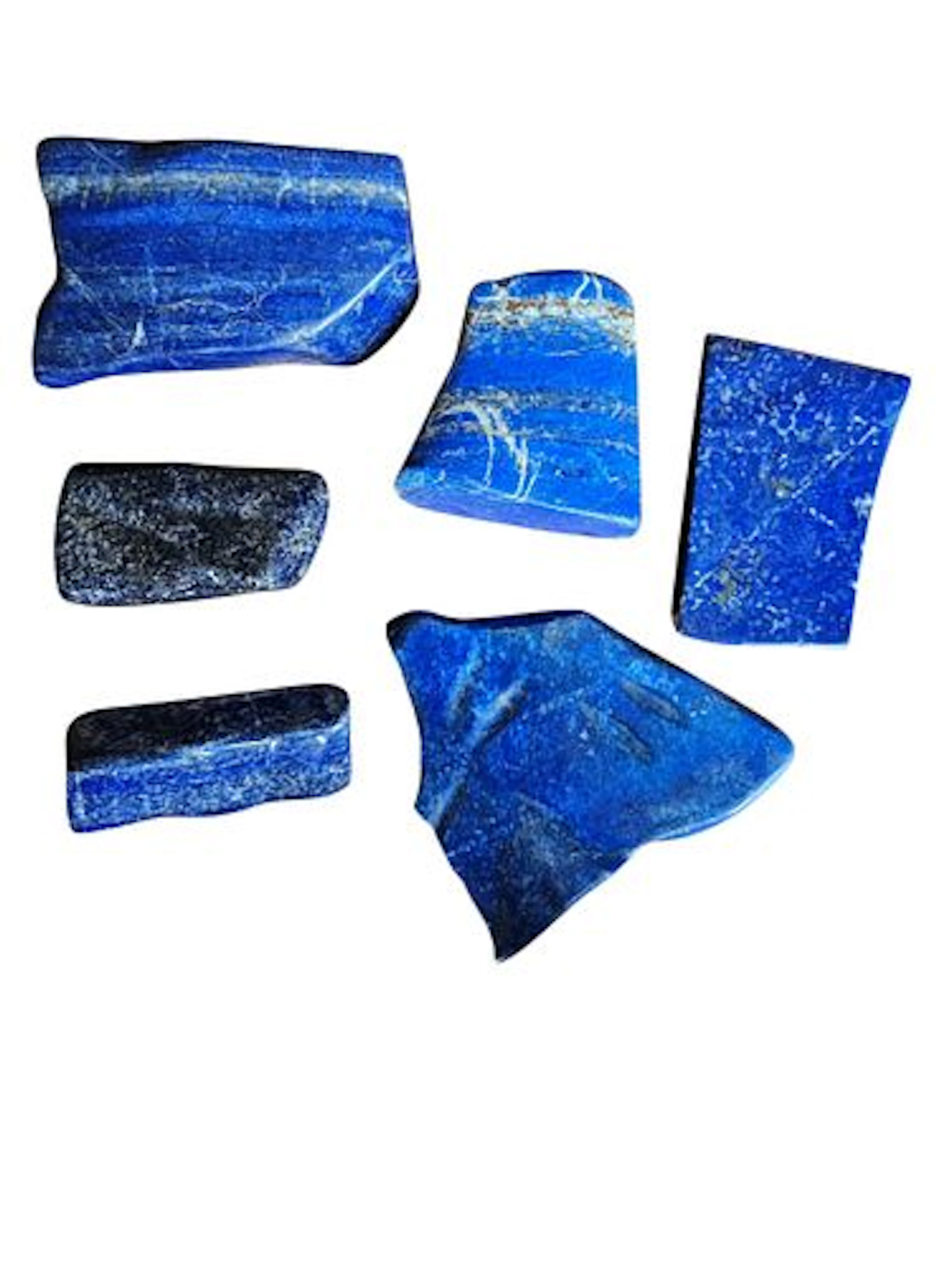 Collection of Six Natural Lapis Lazuli Stone Specimens with Gold Inclusions