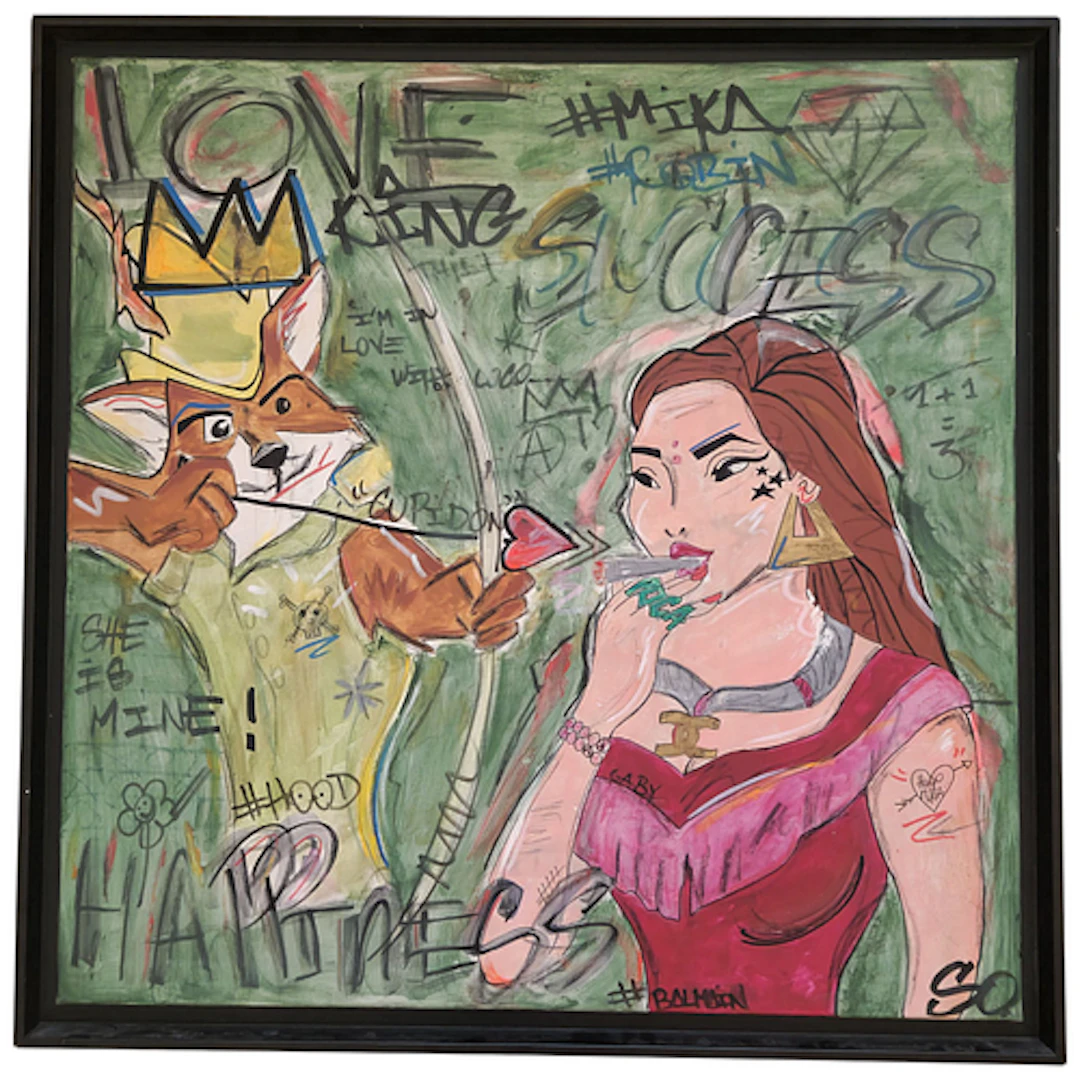 Contemporary Pop Art "Love King" - Mixed Media on Canvas