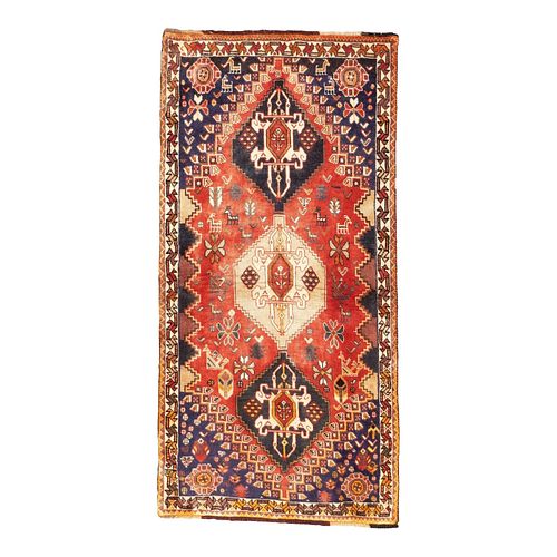 1970s Hand-Knotted Persian Qashqai Rug 2'8" x 5'4"