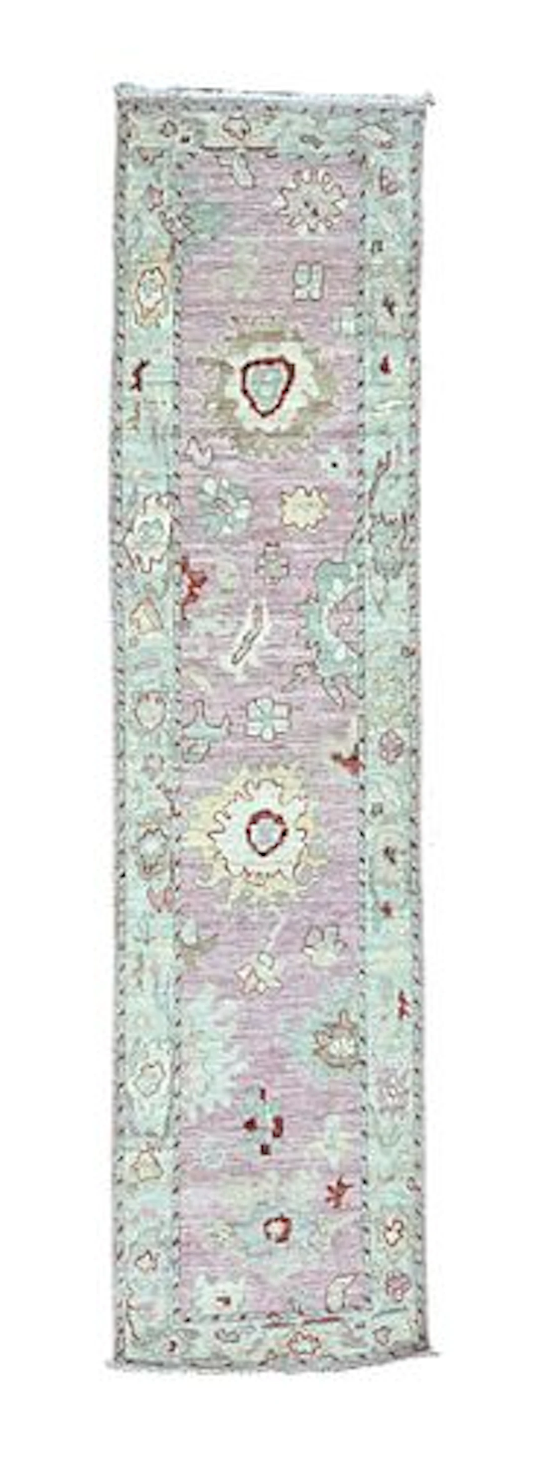Turkish Oushak Pink Wool Runner 2'9" x 11'8"