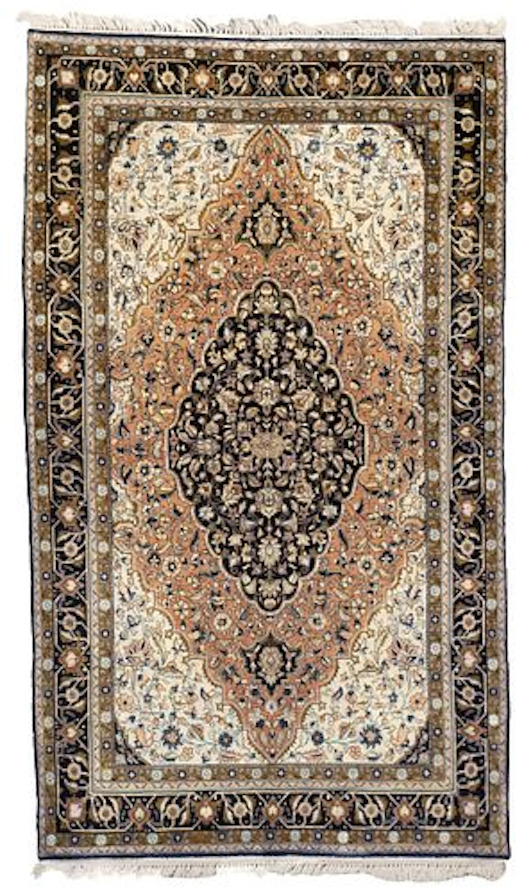 Vintage Persian Silk Qum Rug 3'6" x 6'