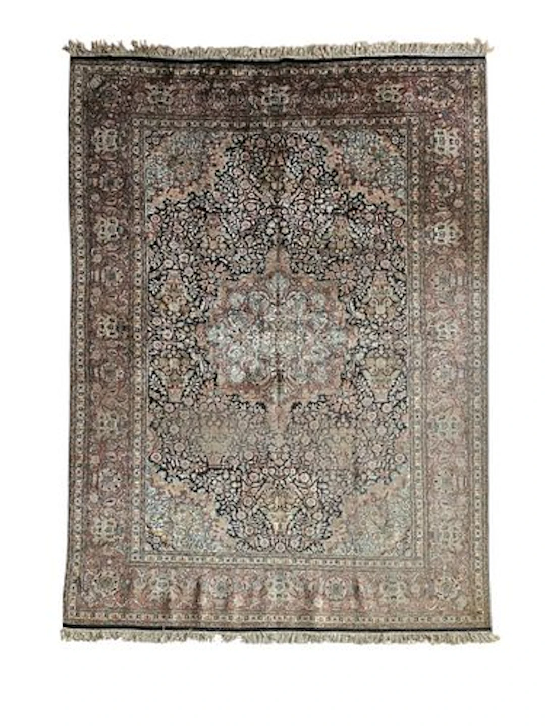 Vintage Kashmir Silk Rug 6'1" x 9'4"