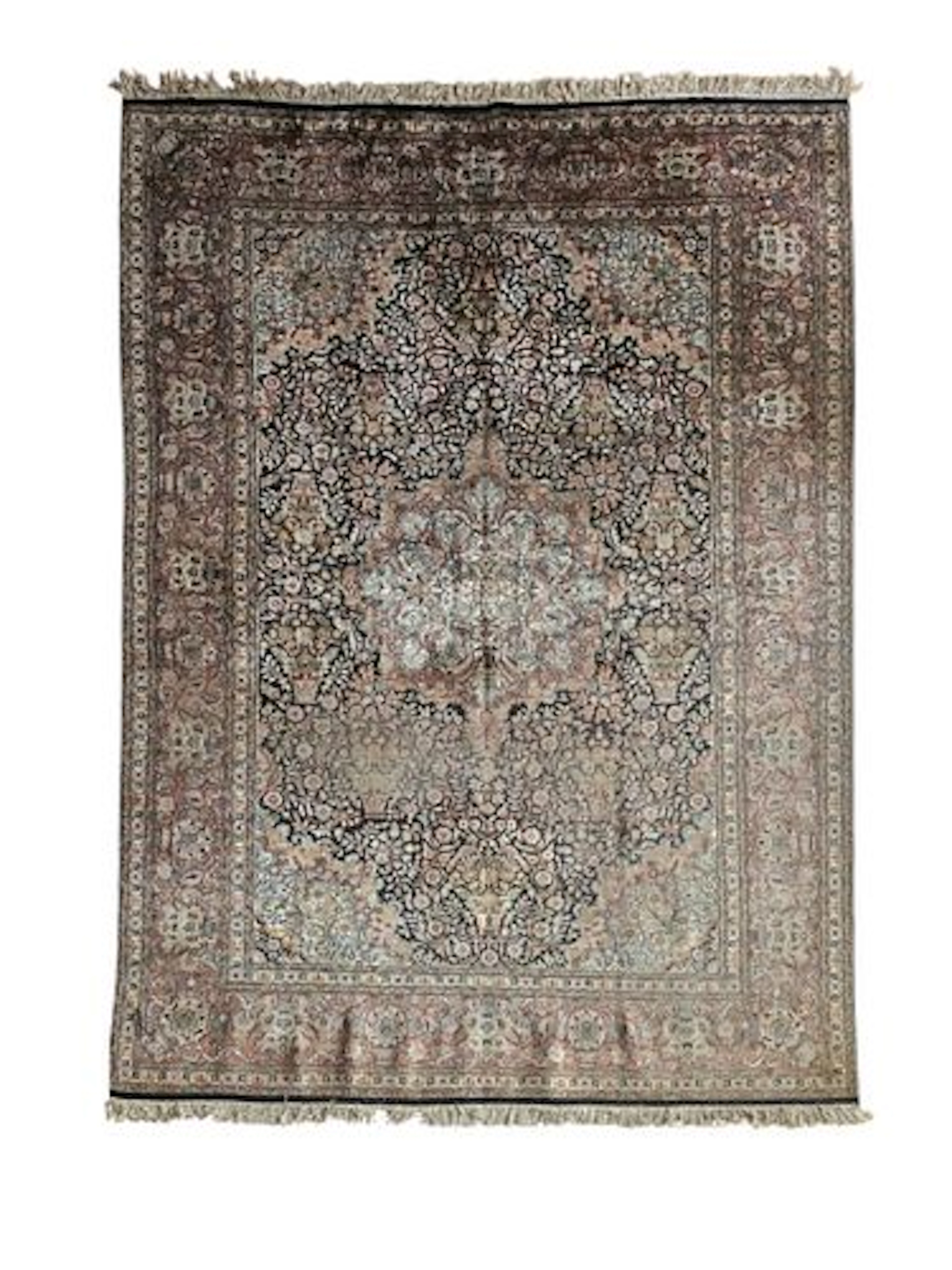Vintage Kashmir Silk Rug 6'1" x 9'4"