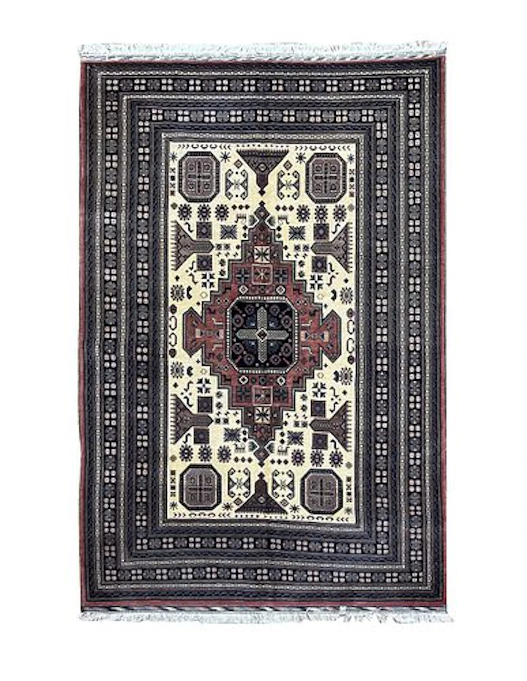 Afghan Turkmen Geometric Design Rug 6'8" x 9'10"
