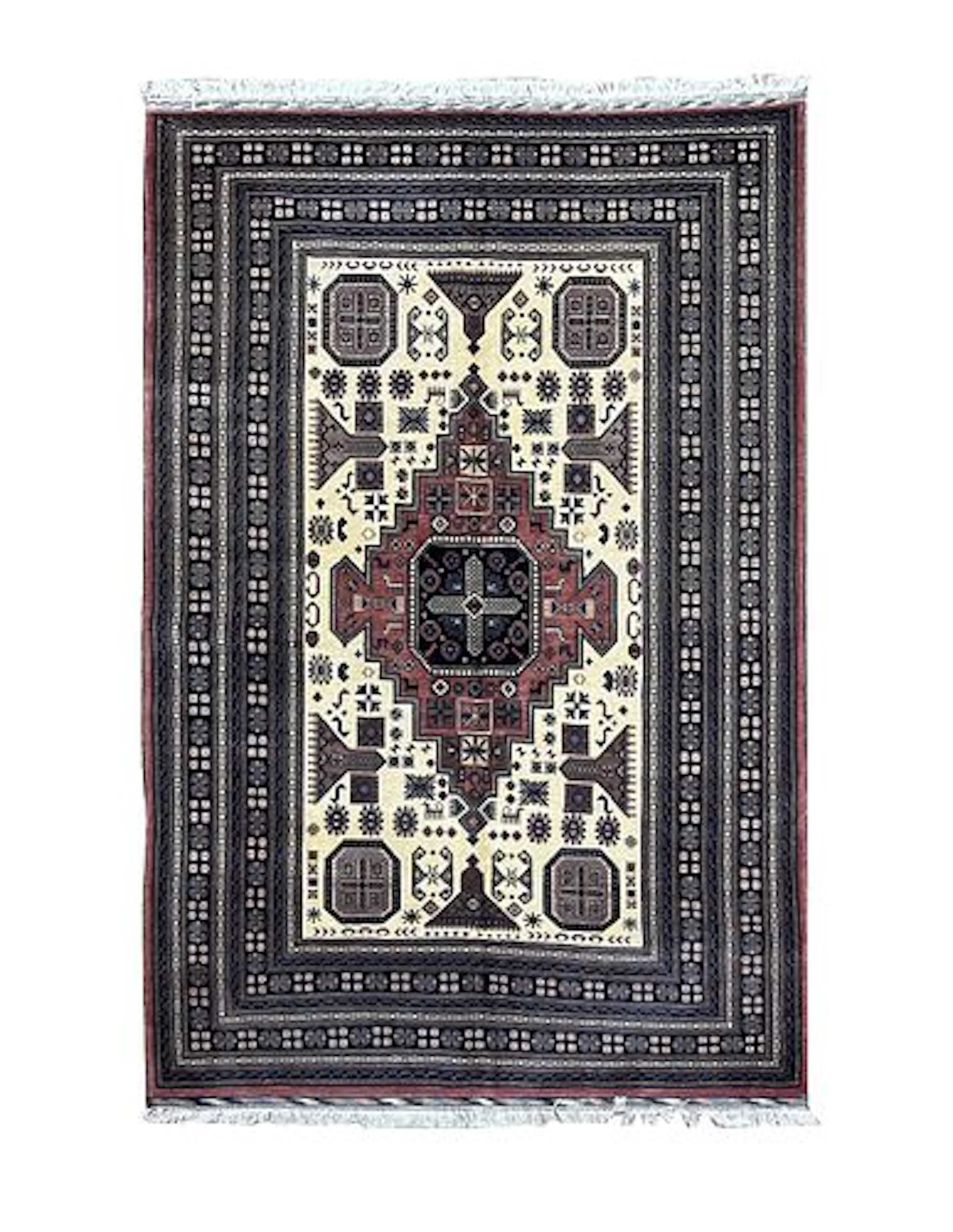Afghan Turkmen Geometric Design Rug 6'8" x 9'10"