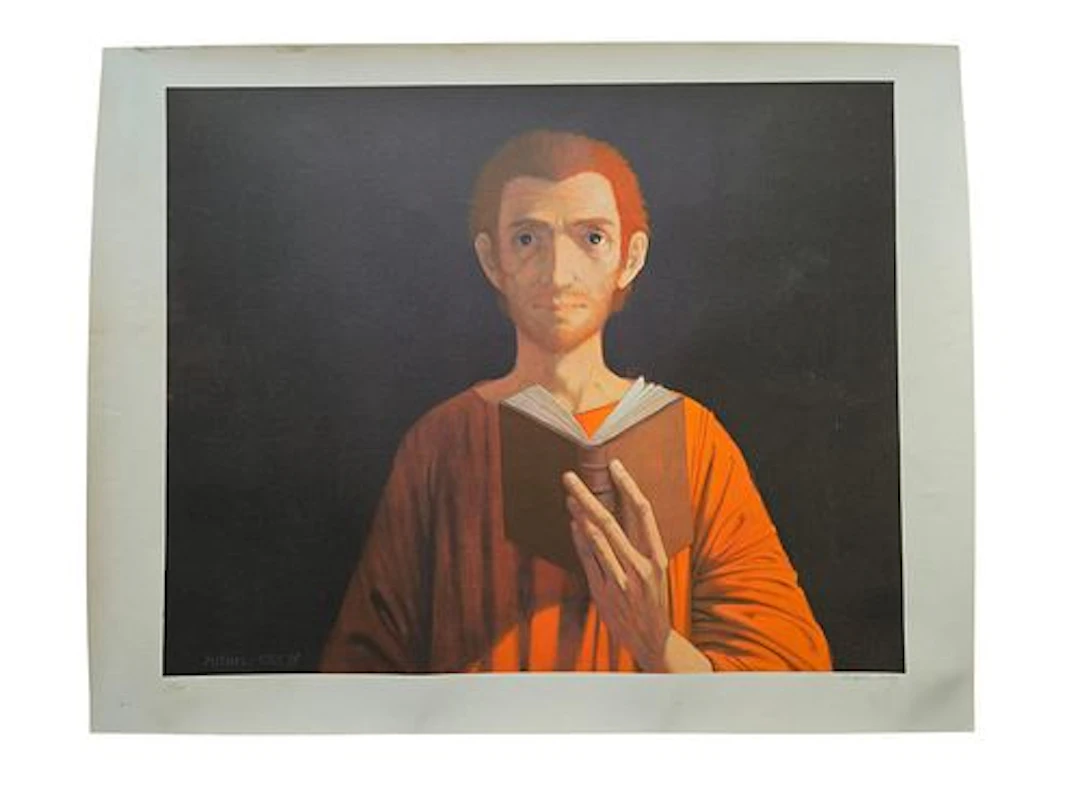 Michel Ciry, Portrait of a Monk with Book, Signed Color Lithograph, 1979