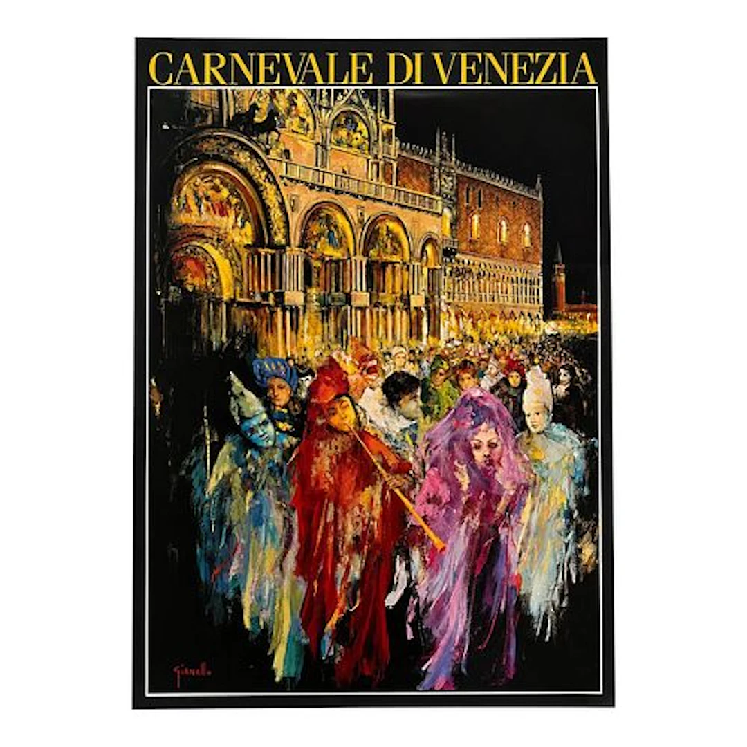 Mario Gianello - Carnevale Di Venezia, Color Poster, Circa 1980s