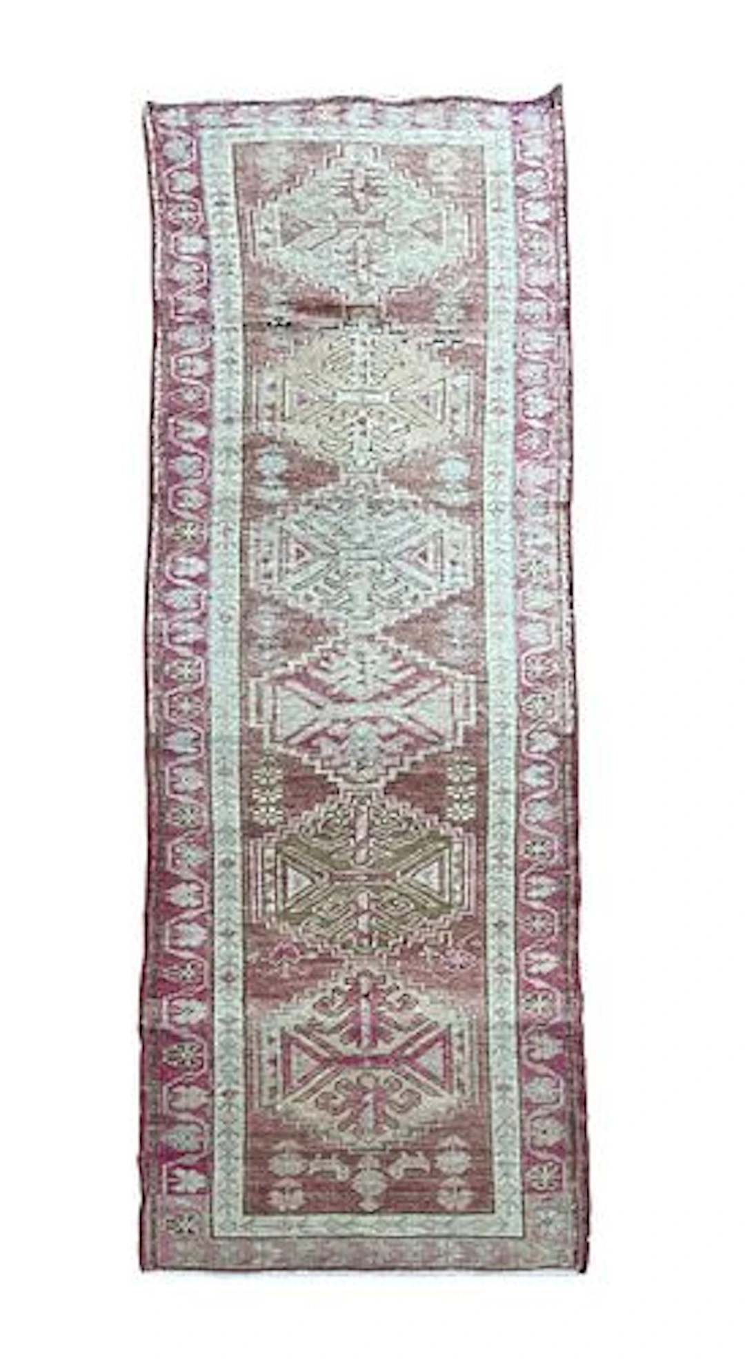 Vintage Turkish Tribal Wool Runner Rug 3'5" x 13'6"