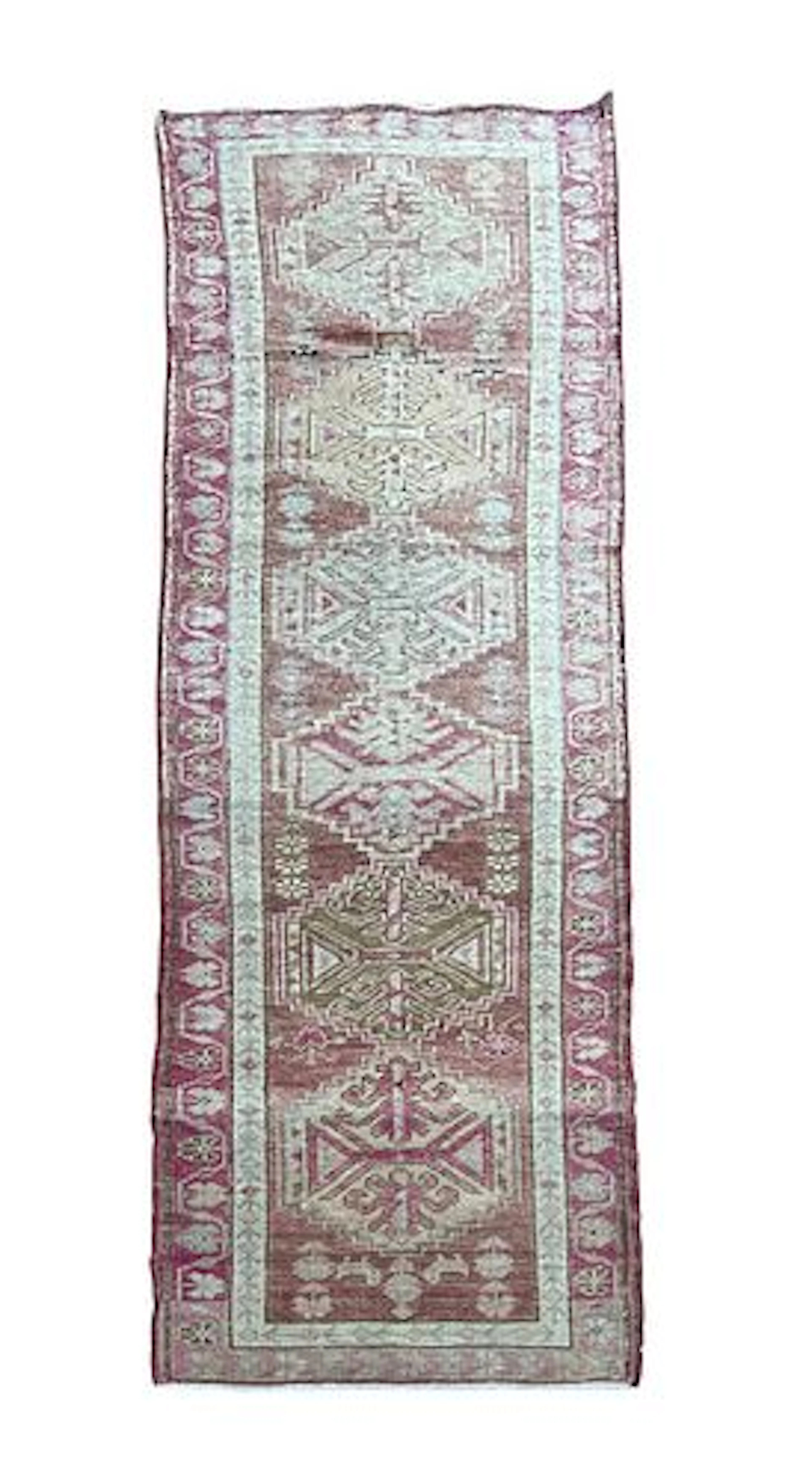 Vintage Turkish Tribal Wool Runner Rug 3'5" x 13'6"
