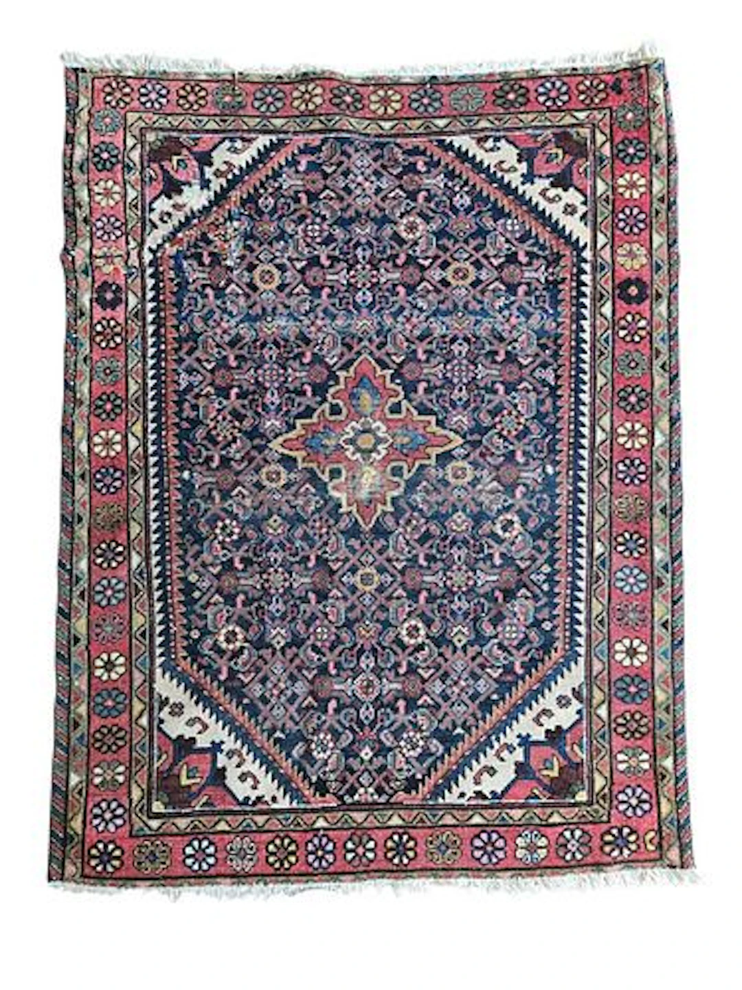 Vintage Persian Hamadan Rug 3'5" x 4'6"