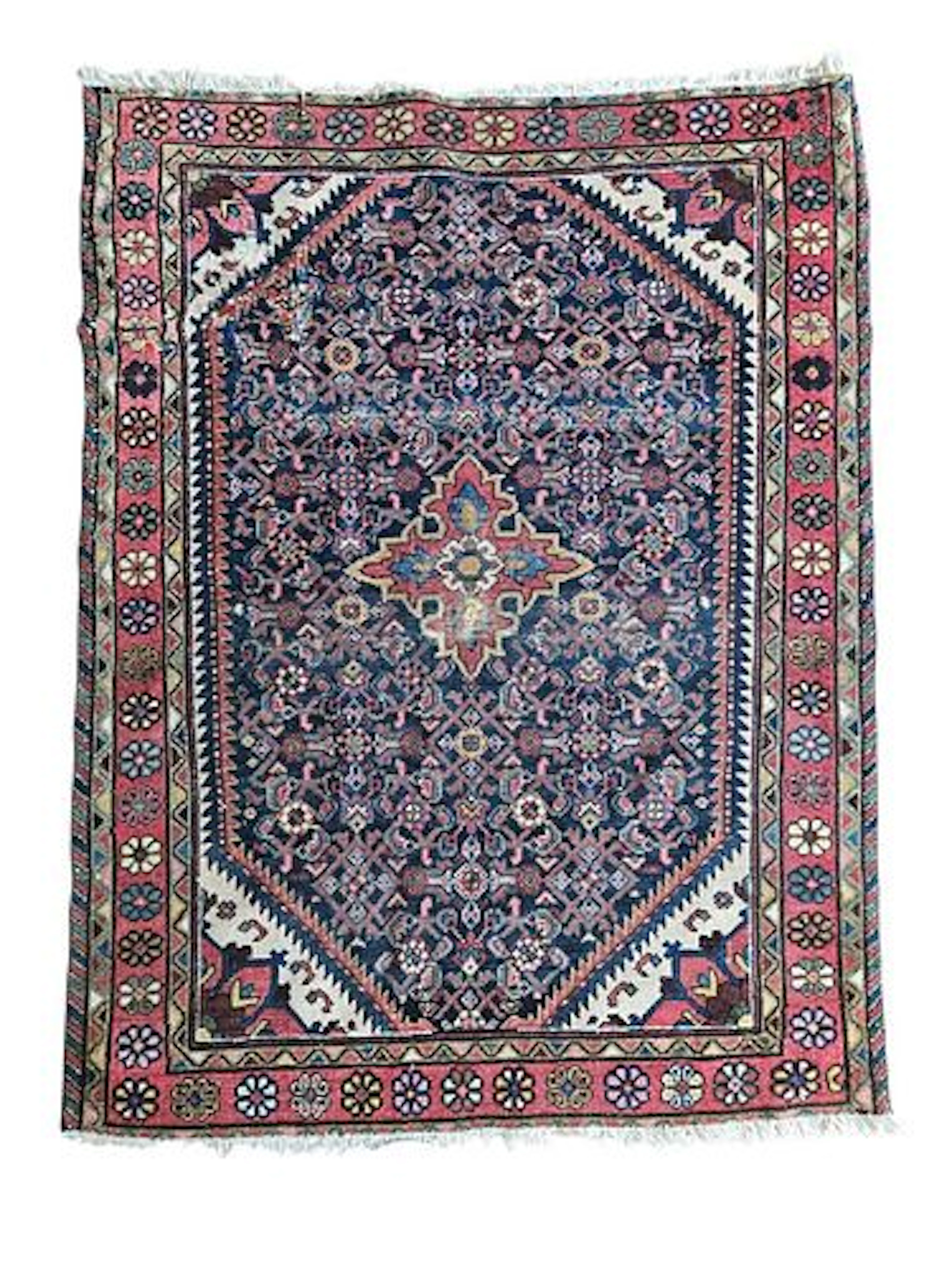Vintage Persian Hamadan Rug 3'5" x 4'6"
