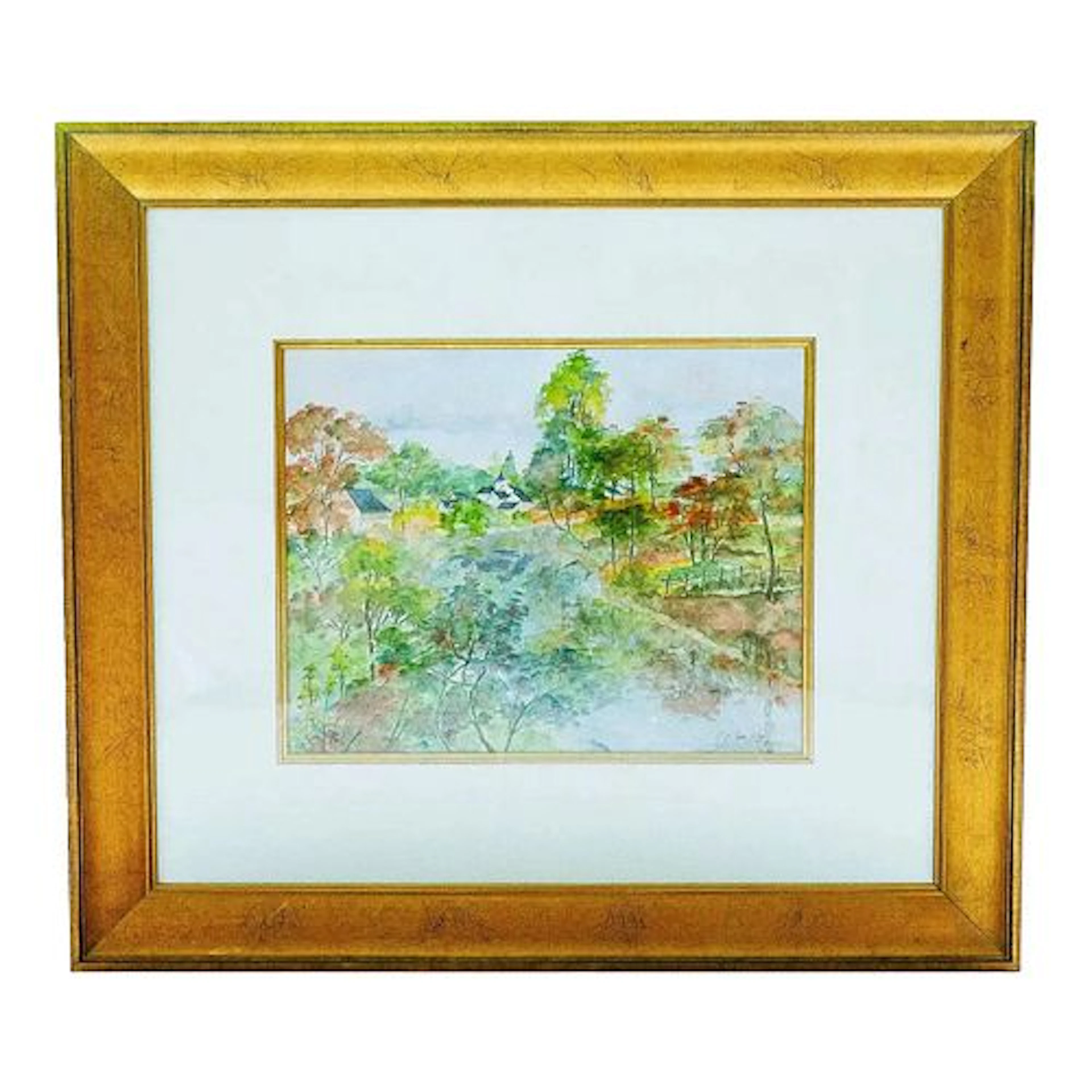 Late 20th Century Mc Boisson - Countryside Landscape, Watercolor on Paper