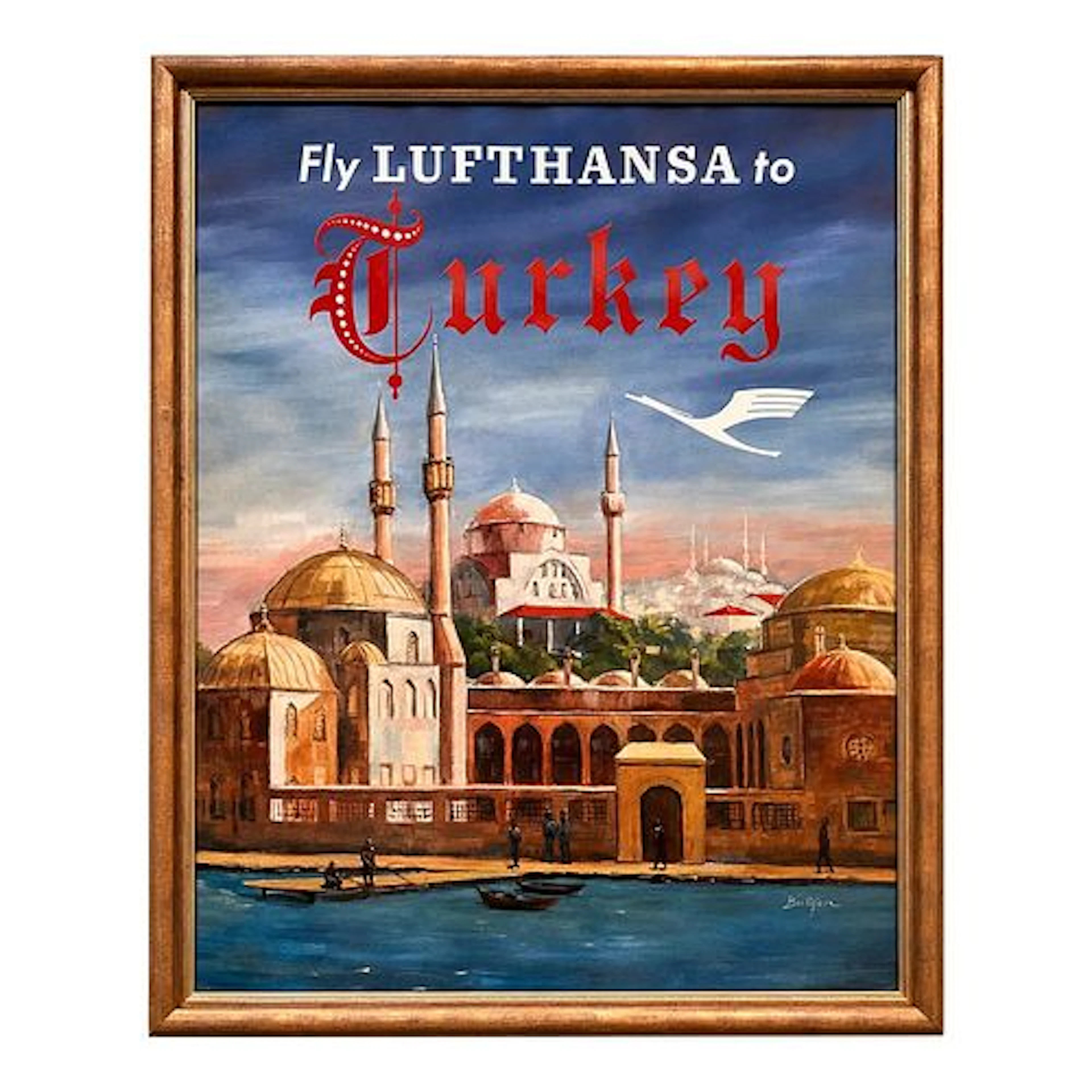 Buttgen - Fly Lufthansa to Turkey, Vintage Airline Travel Poster