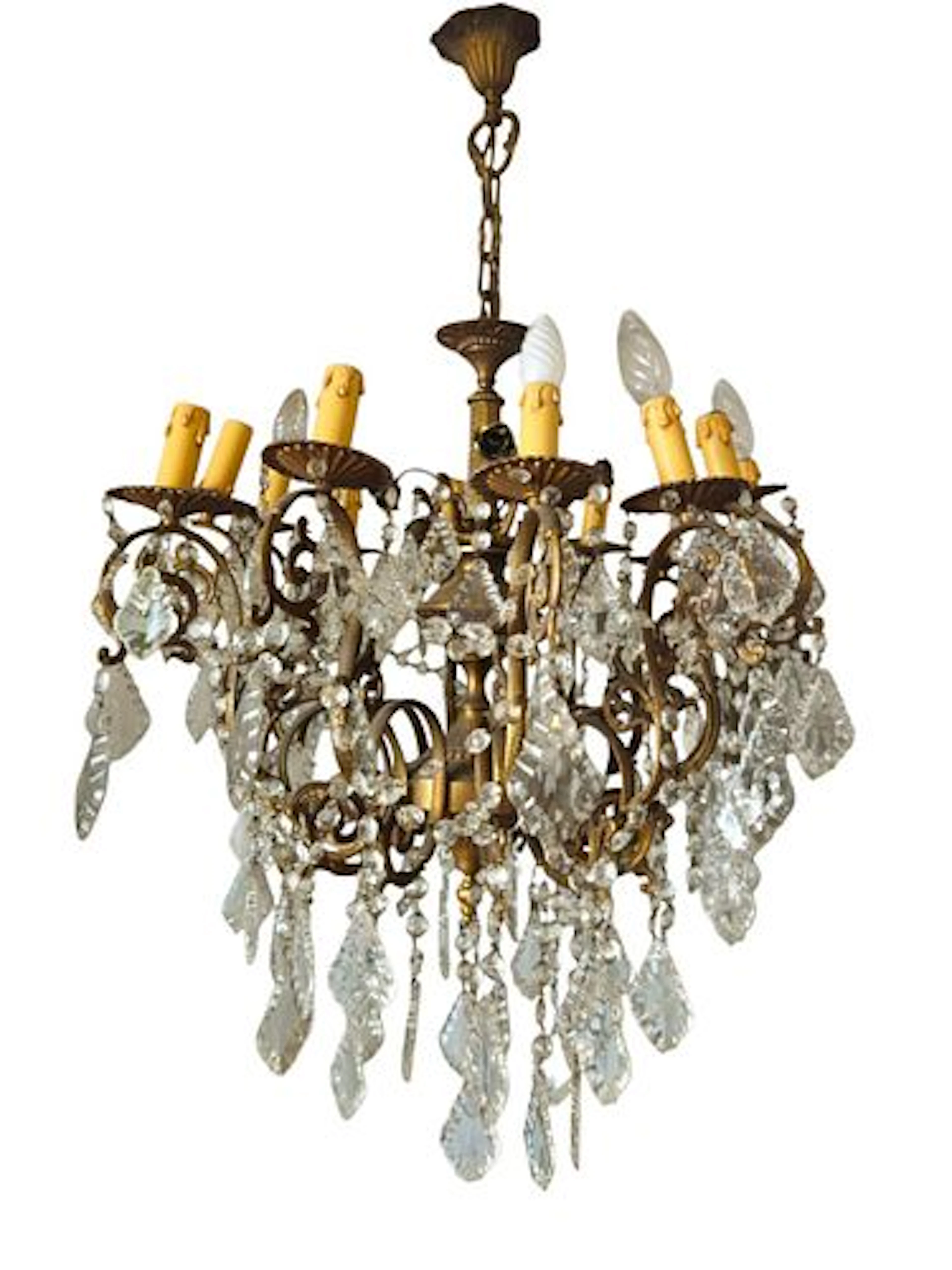 Late 19th Century French Gilt Bronze and Crystal Chandelier