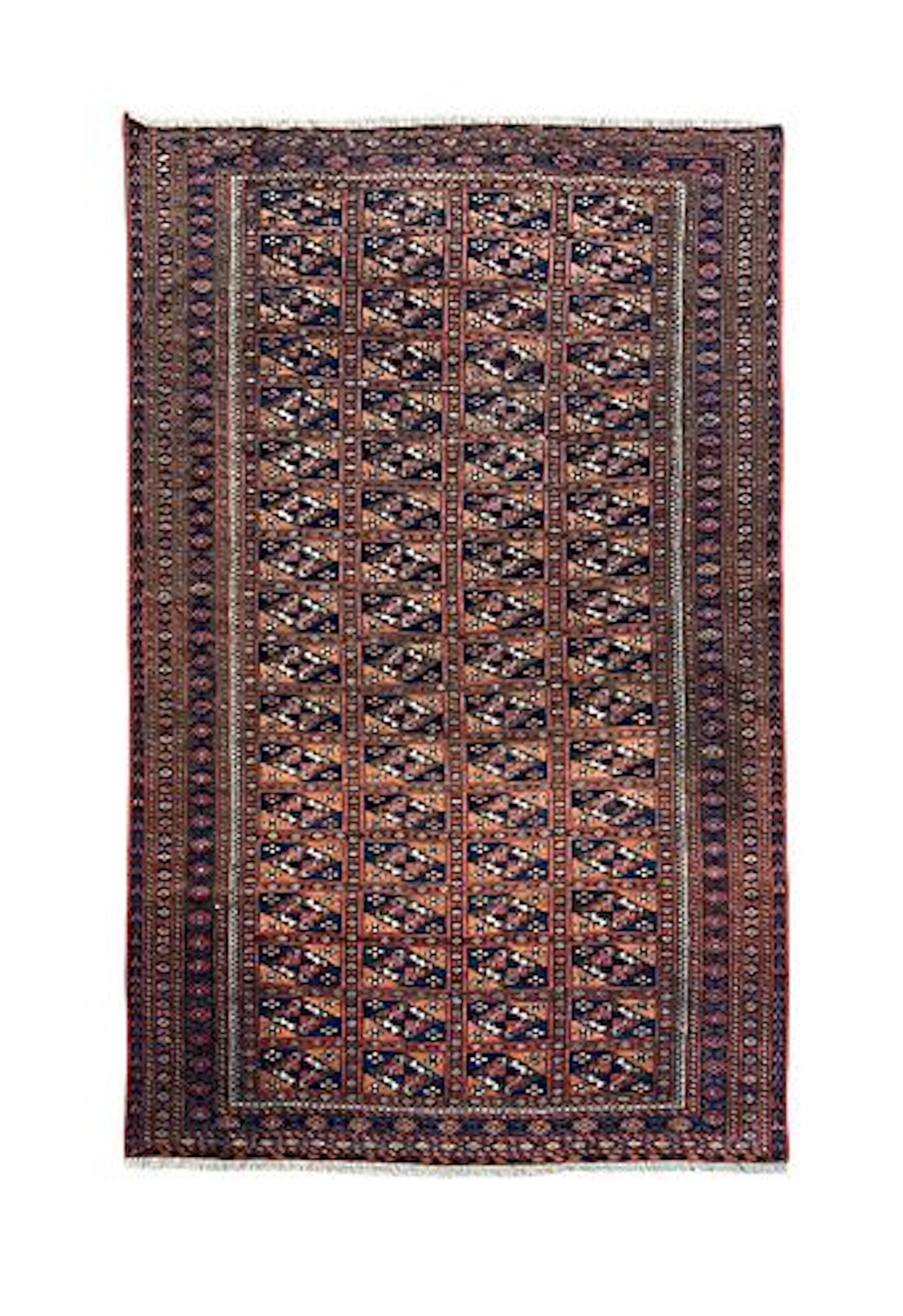 Vintage Afghan Turkmen Wool Rug 3'8" x 6'7"