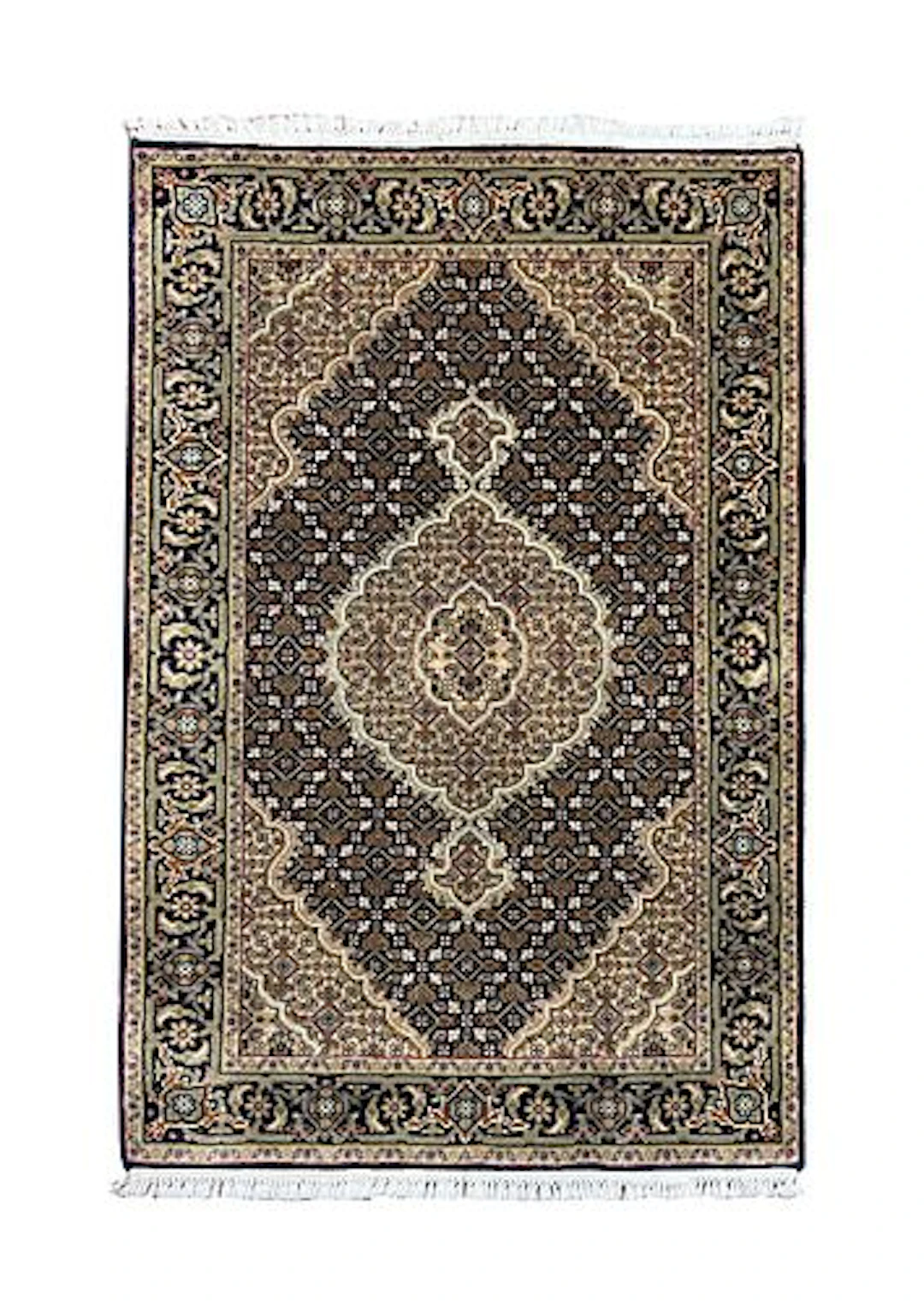 Vintage Persian Tabriz Mahi Fish Wool Rug 2'7" x 4'1"