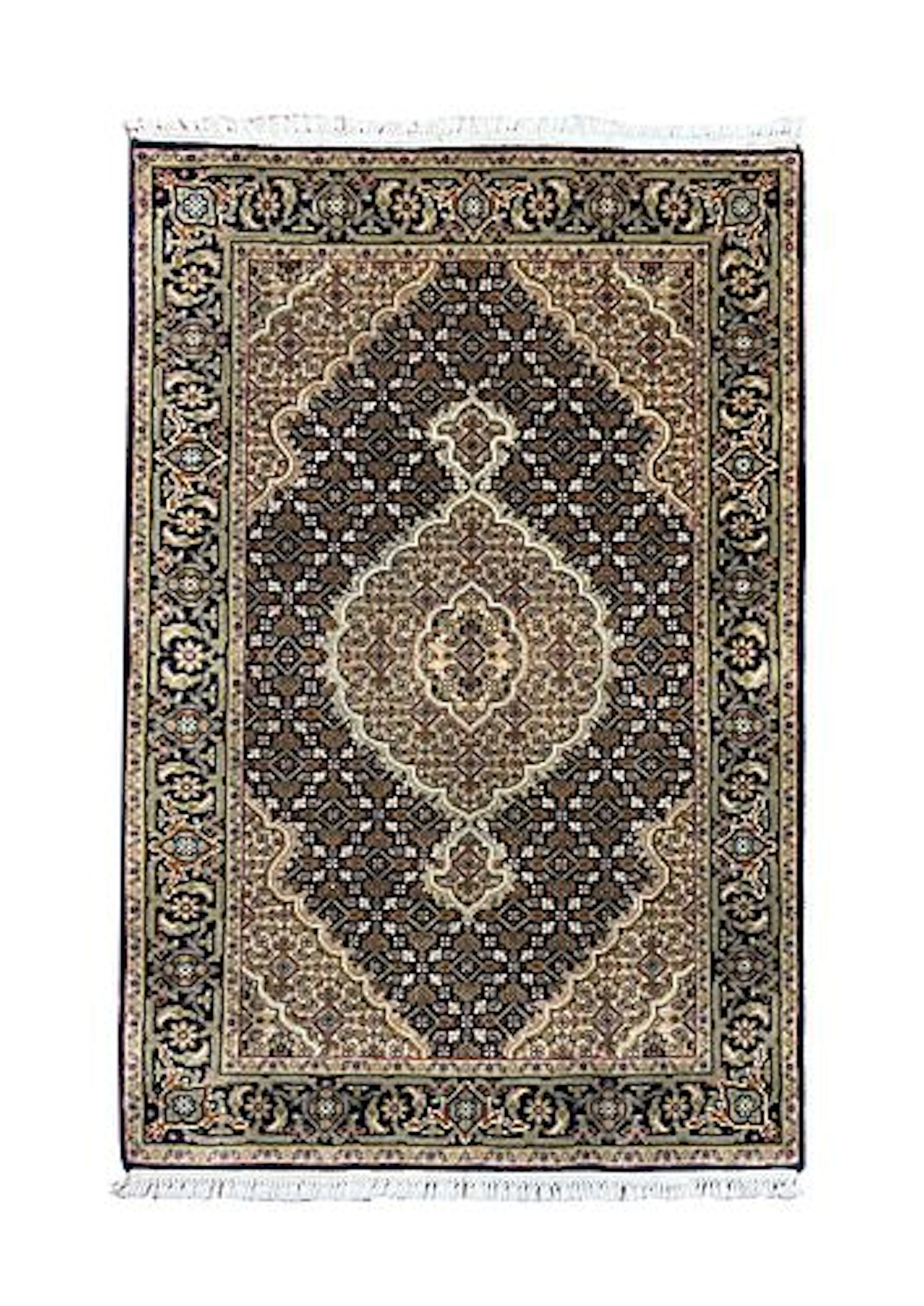 Vintage Persian Tabriz Mahi Fish Wool Rug 2'7" x 4'1"