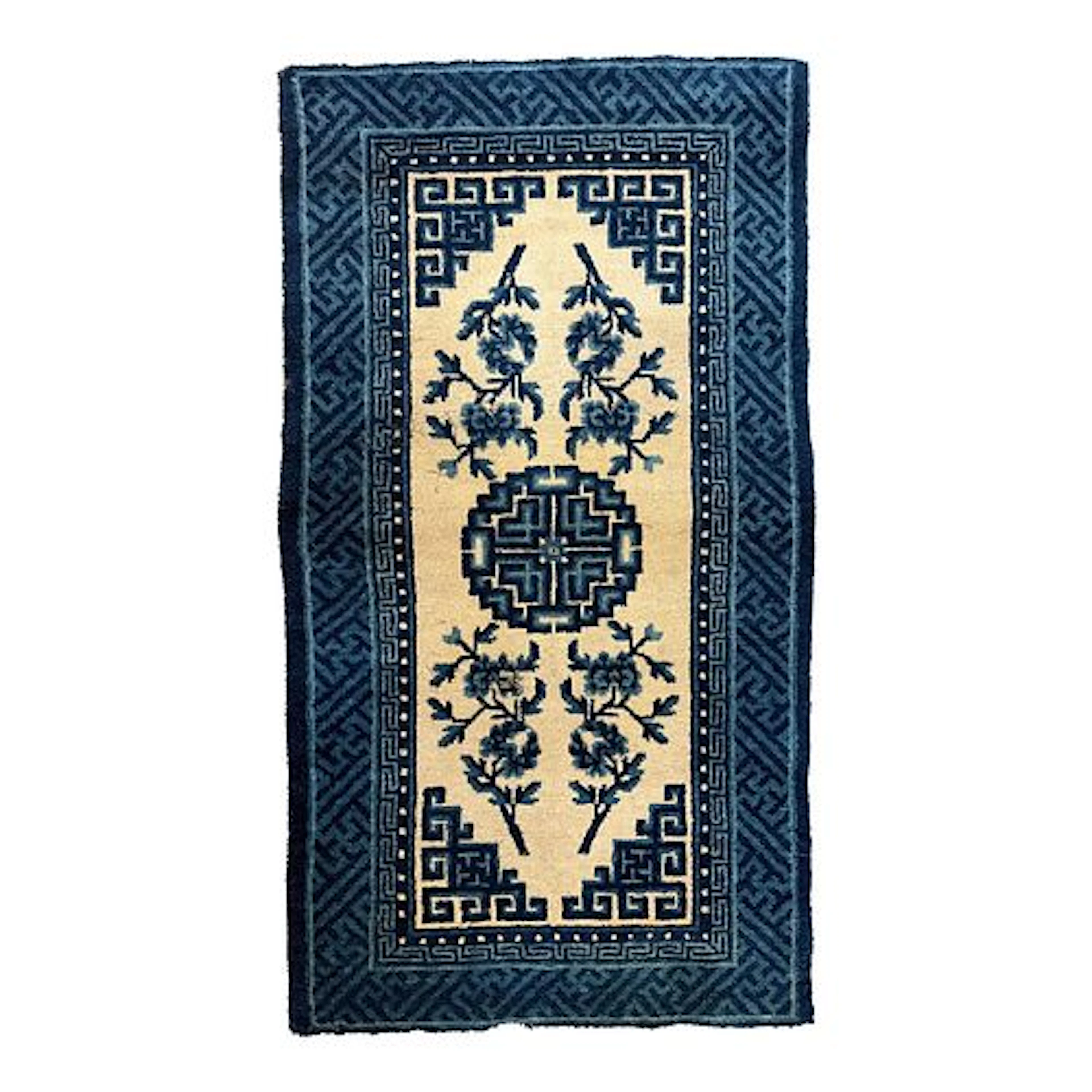 1920s Chinese Art Deco Hand-Knotted Wool Rug 1'11" X 3'5"