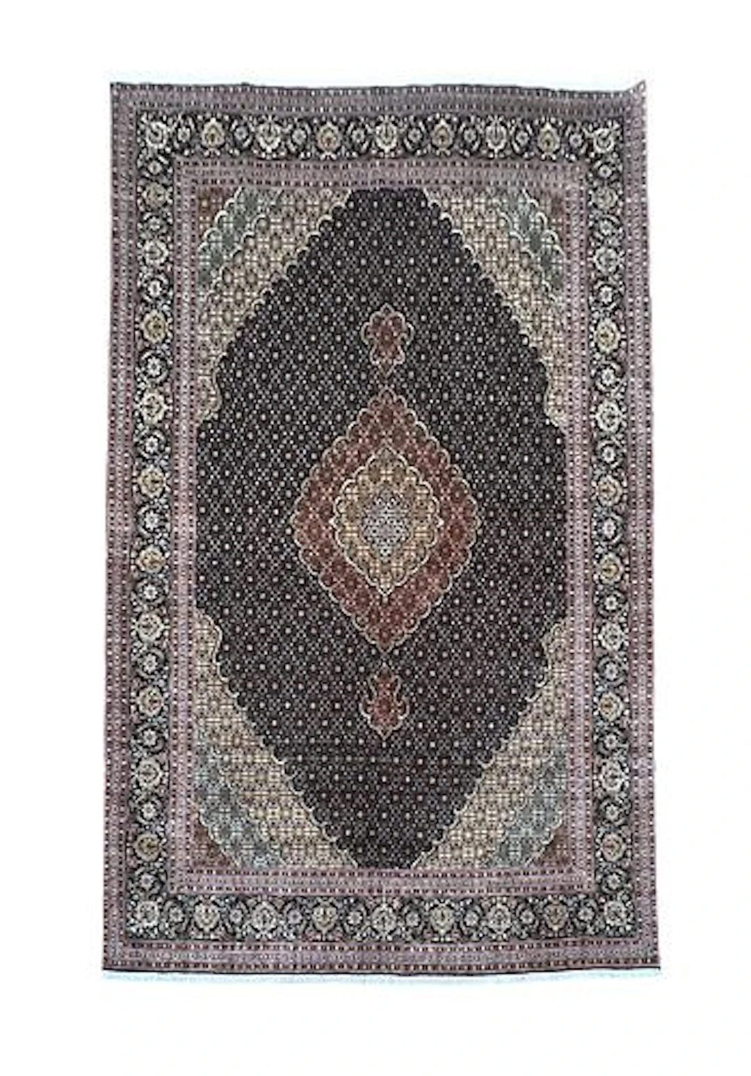 Fine Persian Tabriz Mahi Fish Wool & Silk Rug 6'8" x 9'6"