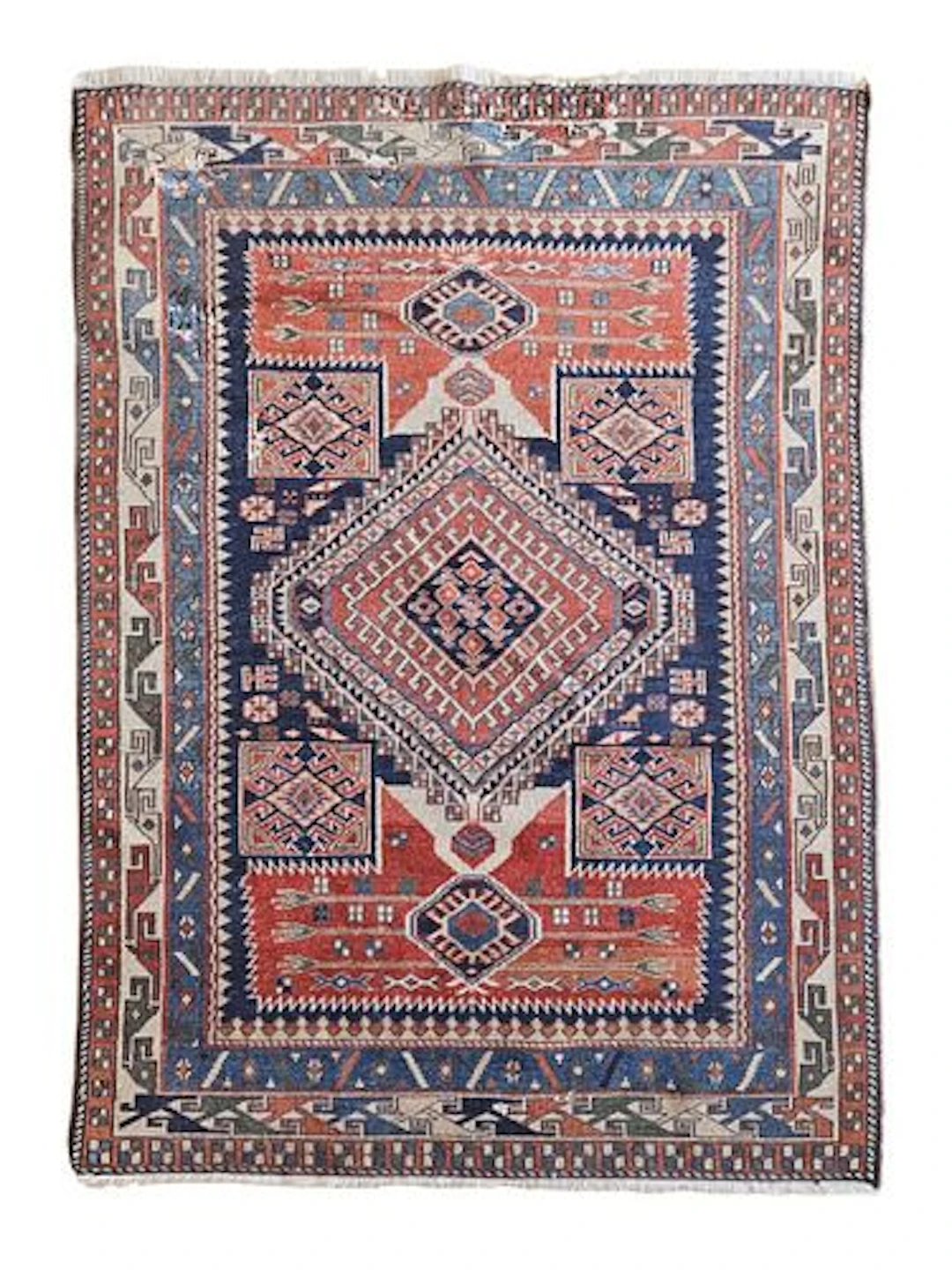 Vintage Caucasian Kazak Rug 3'1" x 4'3"