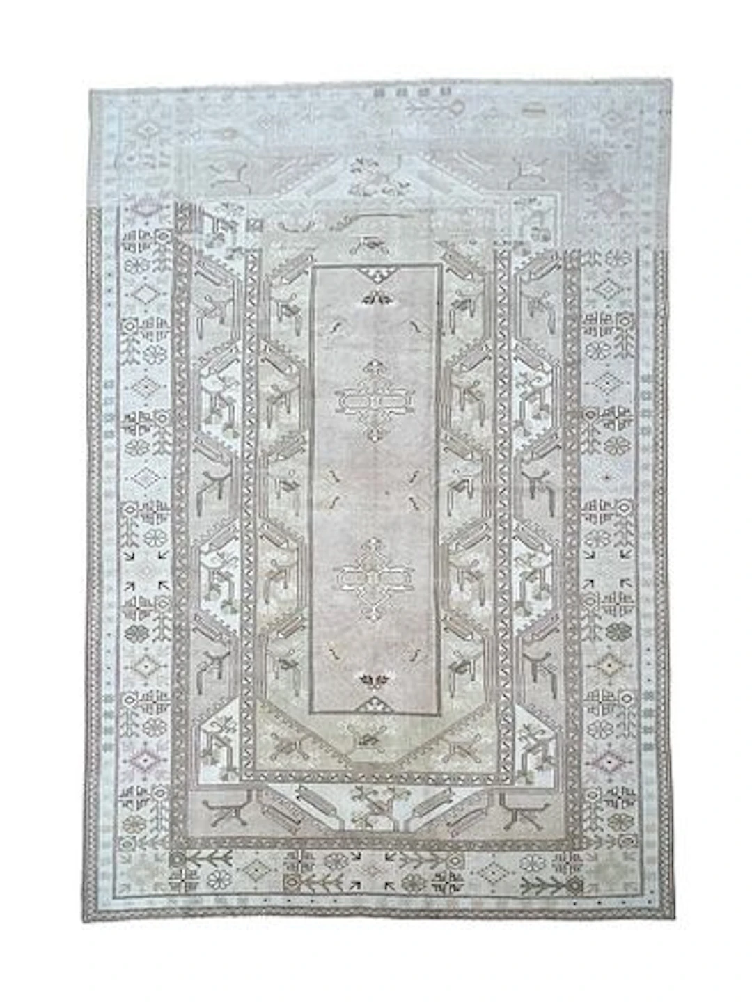 Vintage Turkish Hand Knotted Wool Rug 6'6" x 9'9"