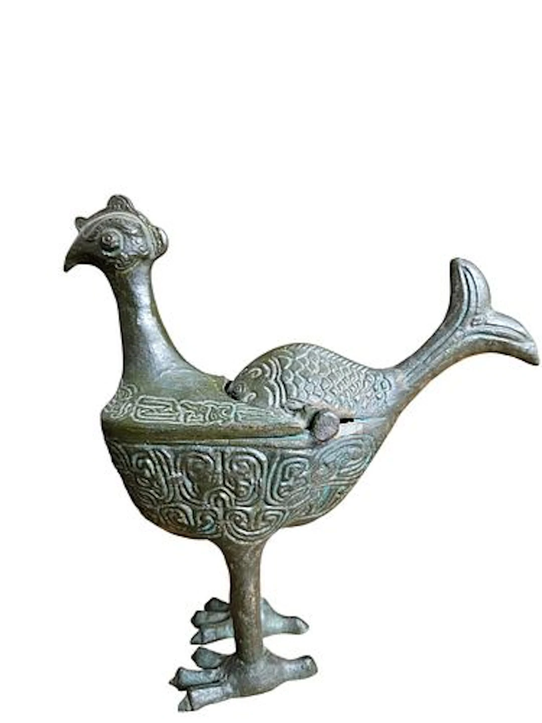 Indian Cast Bronze Bird-Form Hinged Box, Circa Mid-20th Century