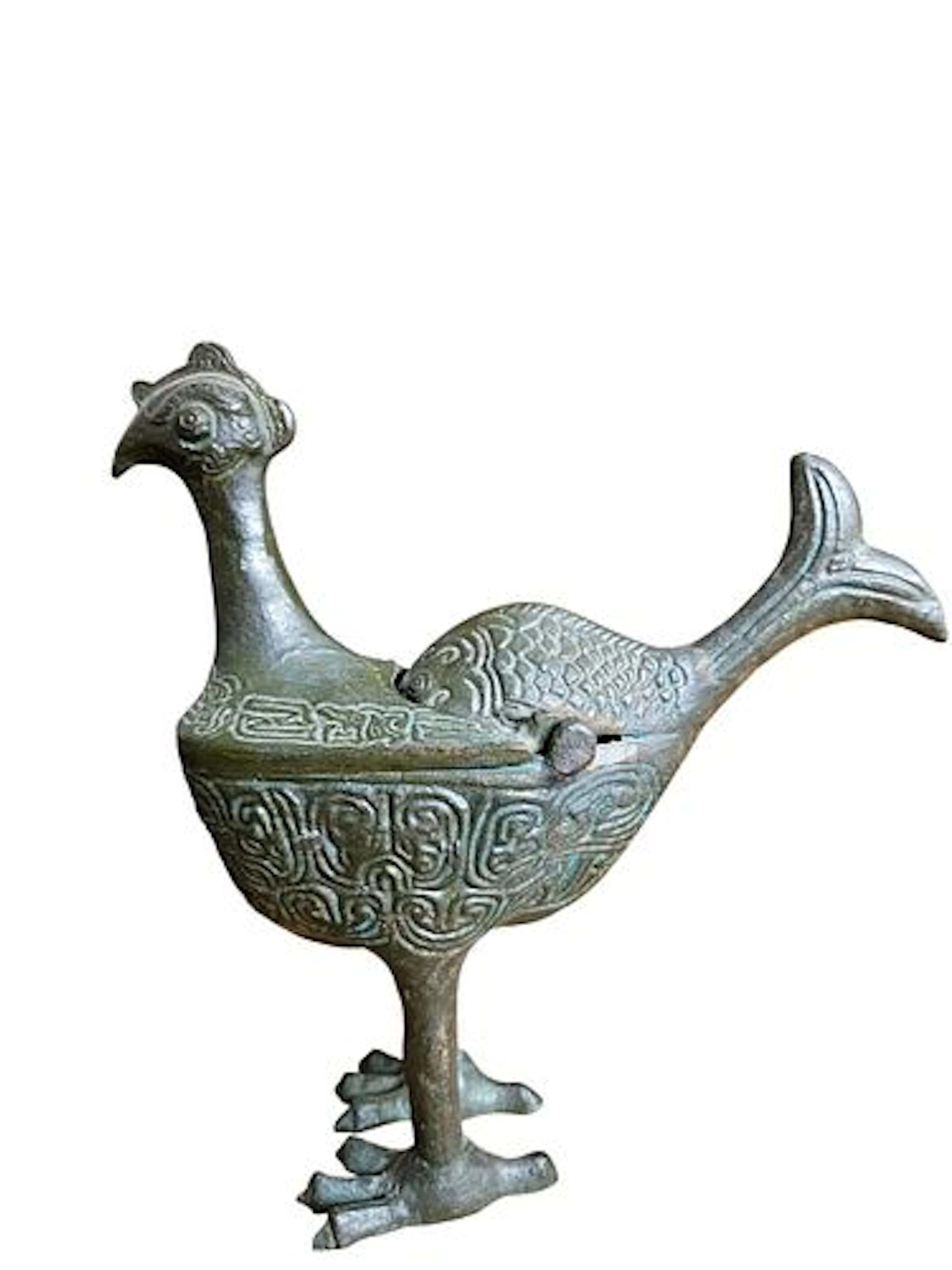 Indian Cast Bronze Bird-Form Hinged Box, Circa Mid-20th Century