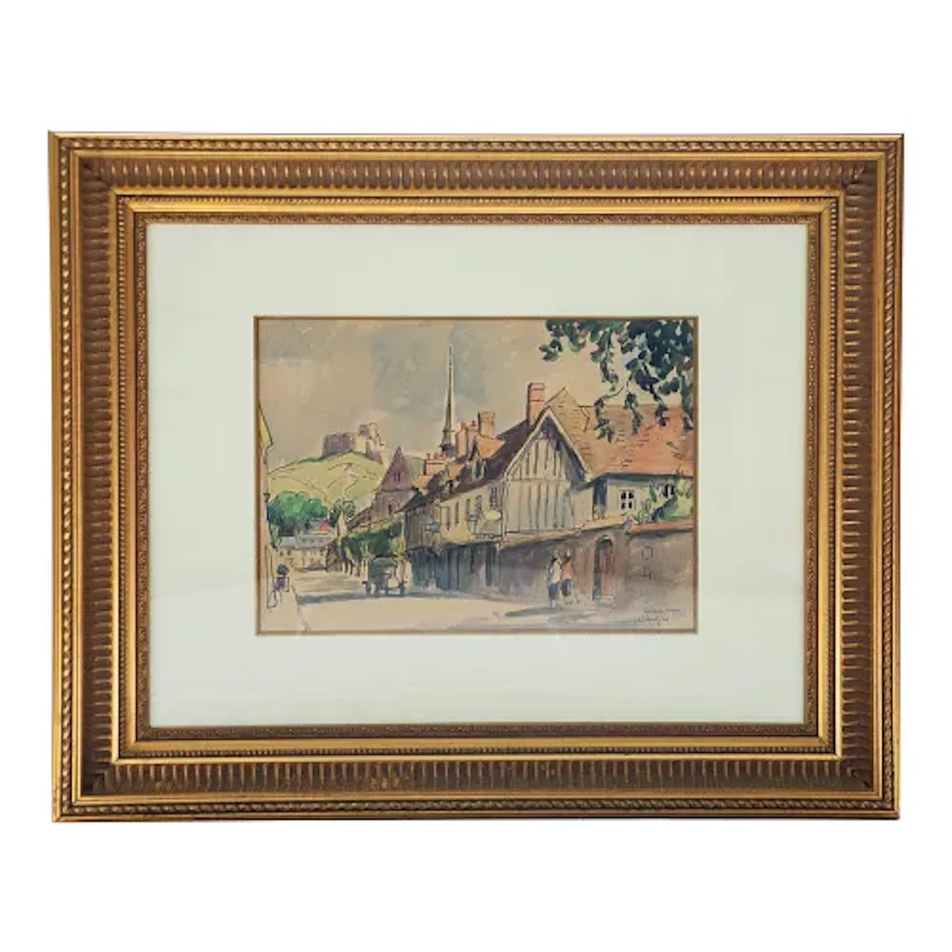 Early 20th Century Ludovic-Rodo Pissarro - Le Petit Andelys, Watercolor