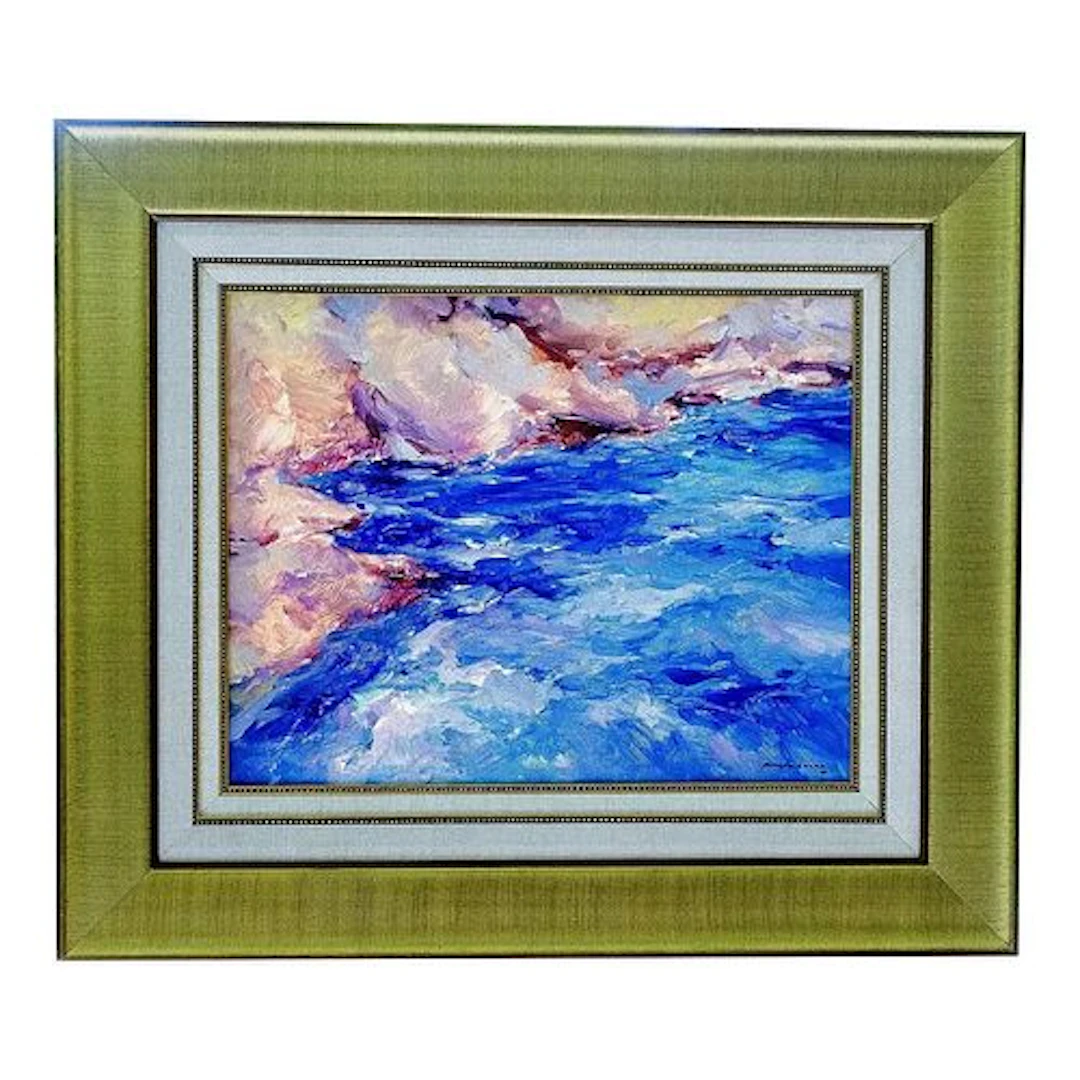 Late 20th Century Jose Antonio Pineda Bueno - Mar Y Rocas, Oil on Canvas