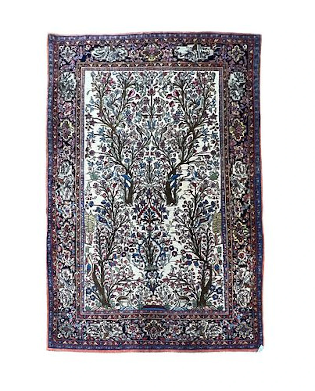Vintage Persian Tree of Life Wool Rug 4'7" x 6'9"