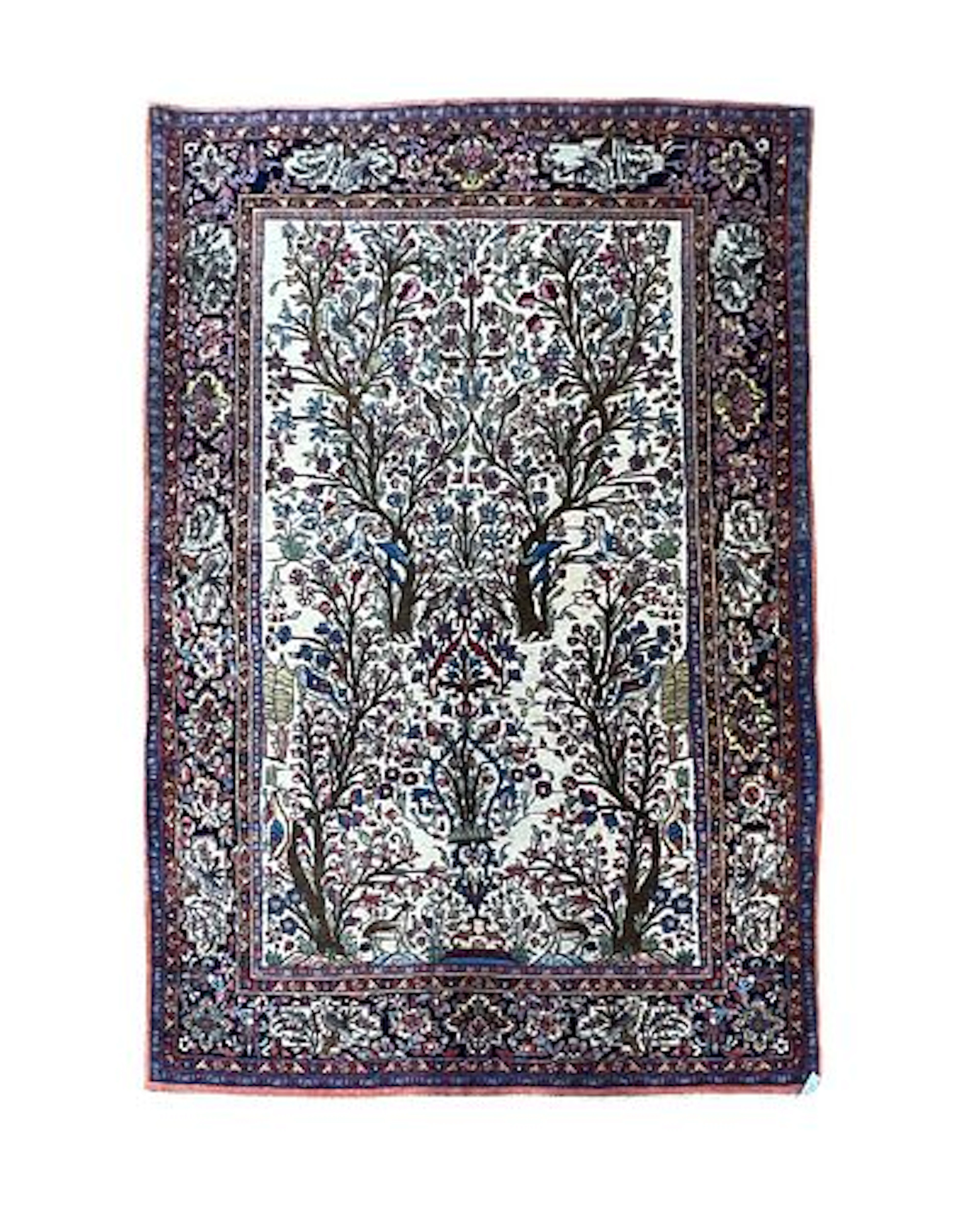 Vintage Persian Tree of Life Wool Rug 4'7" x 6'9"