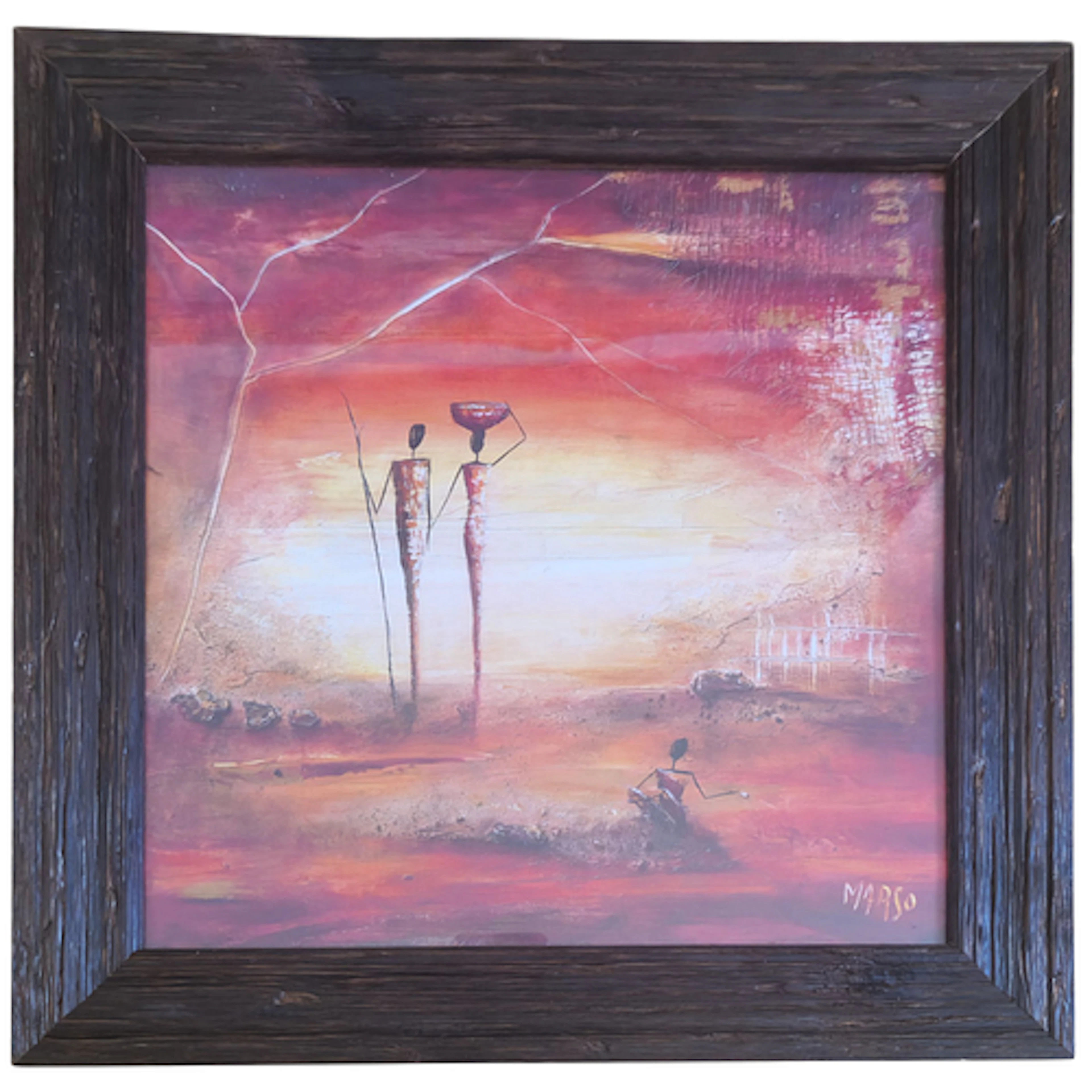 M. Arso - African Figures, Mixed Media on Canvas