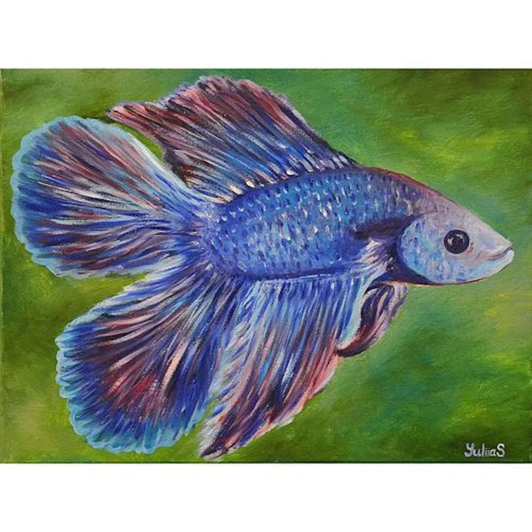 Yulias - Vibrant Betta, Oil on Canvas