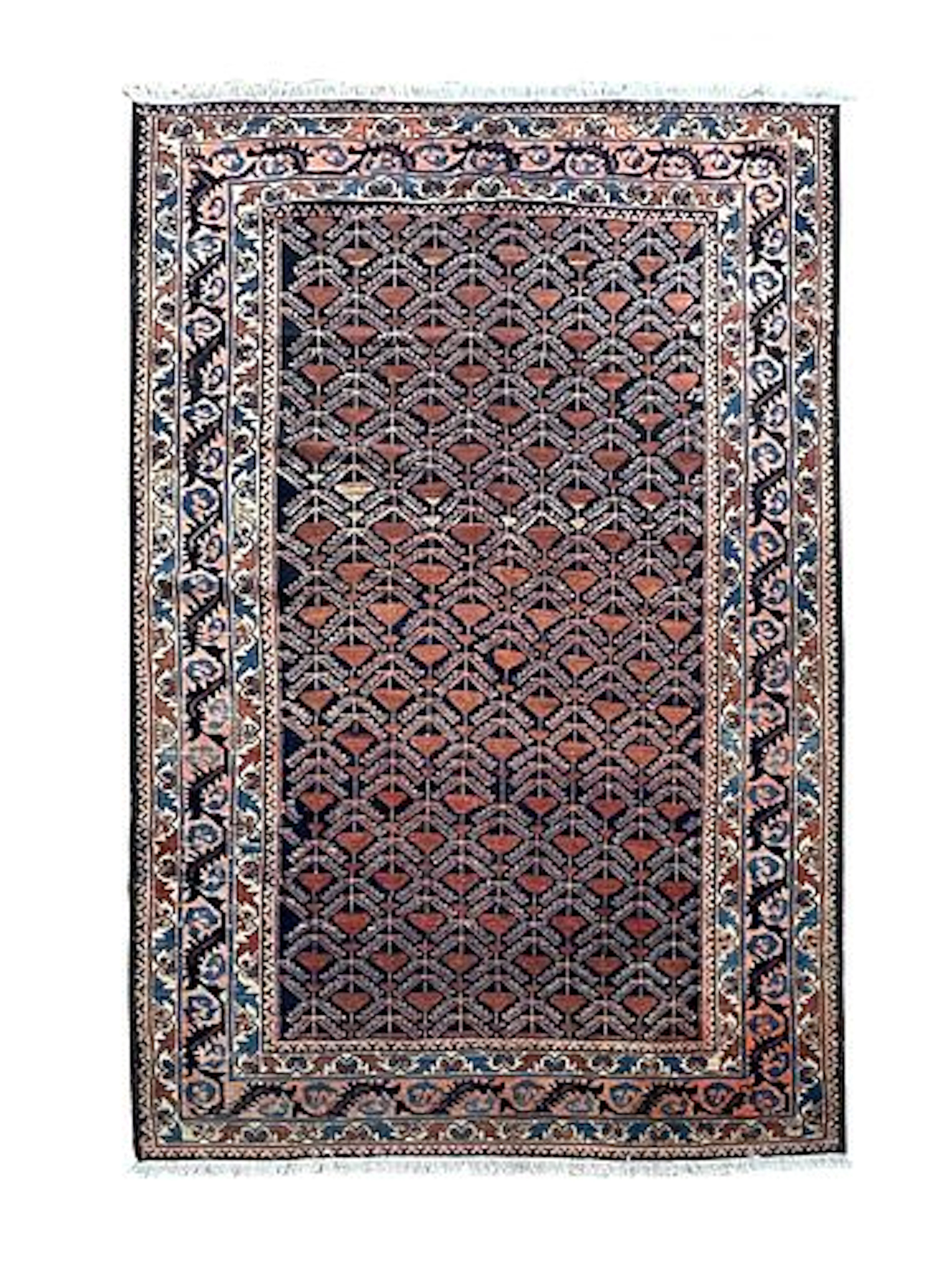 Antique Persian Geometric Wool Rug 4'9" x 6'8"