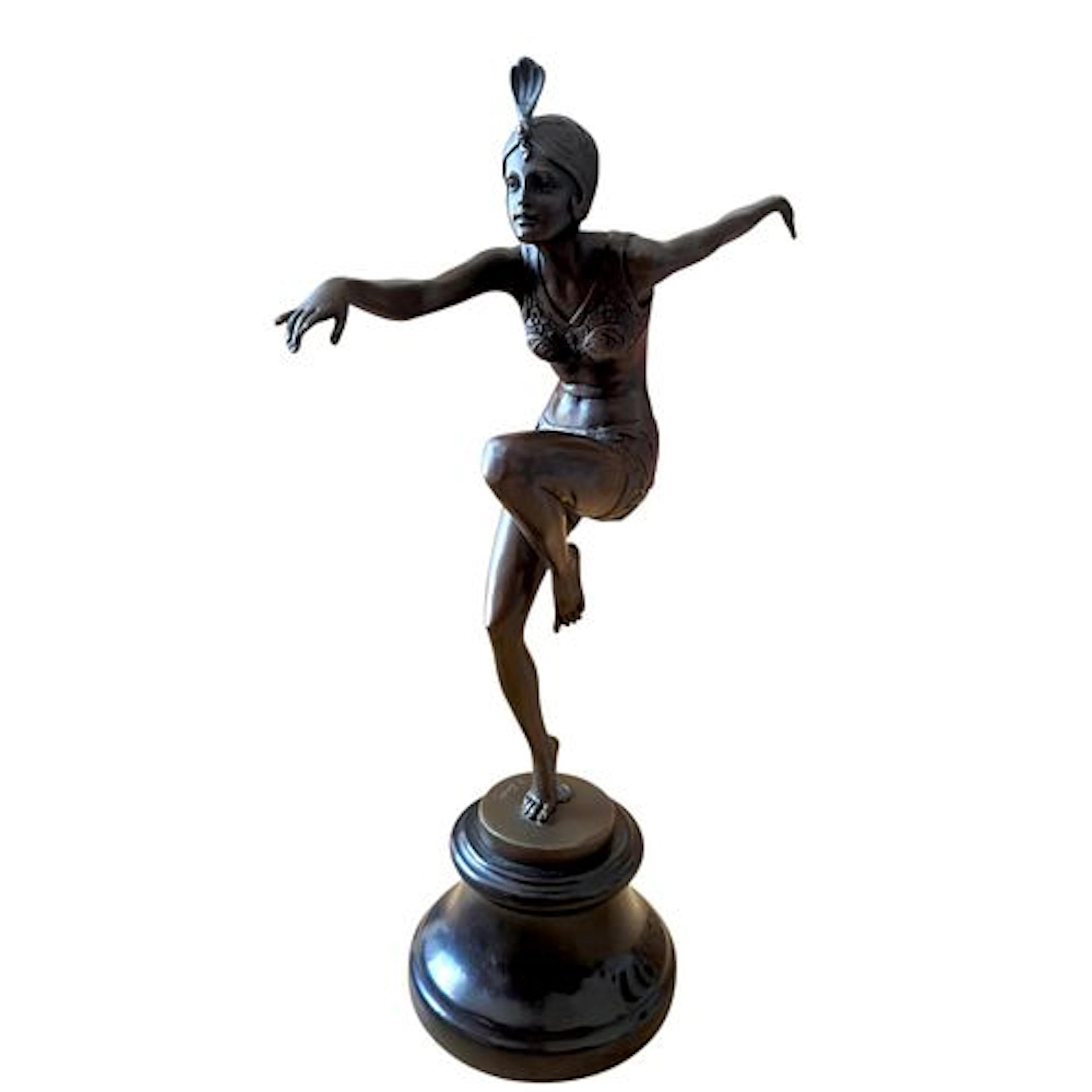 Bronze Art Deco Dancer Sculpture, Foundry Marked, Paris