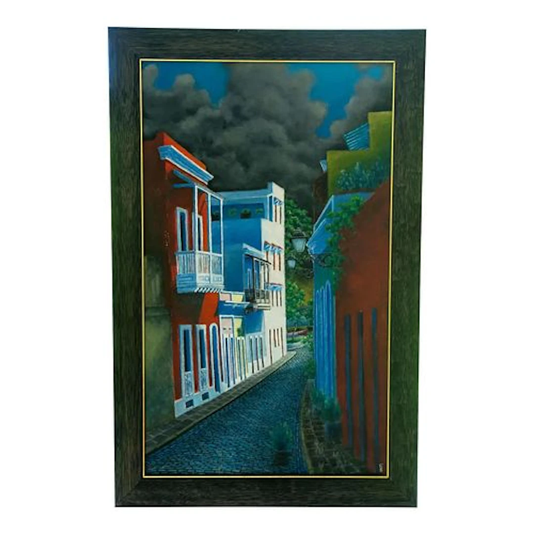 Late 20th Century Signed Nico - Street Scene, Oil on Canvas