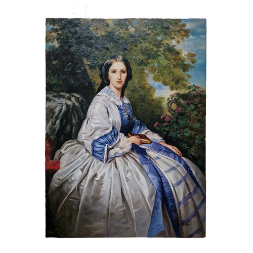 G. Miller - Portrait of a Lady in a Garden, Oil on Canvas