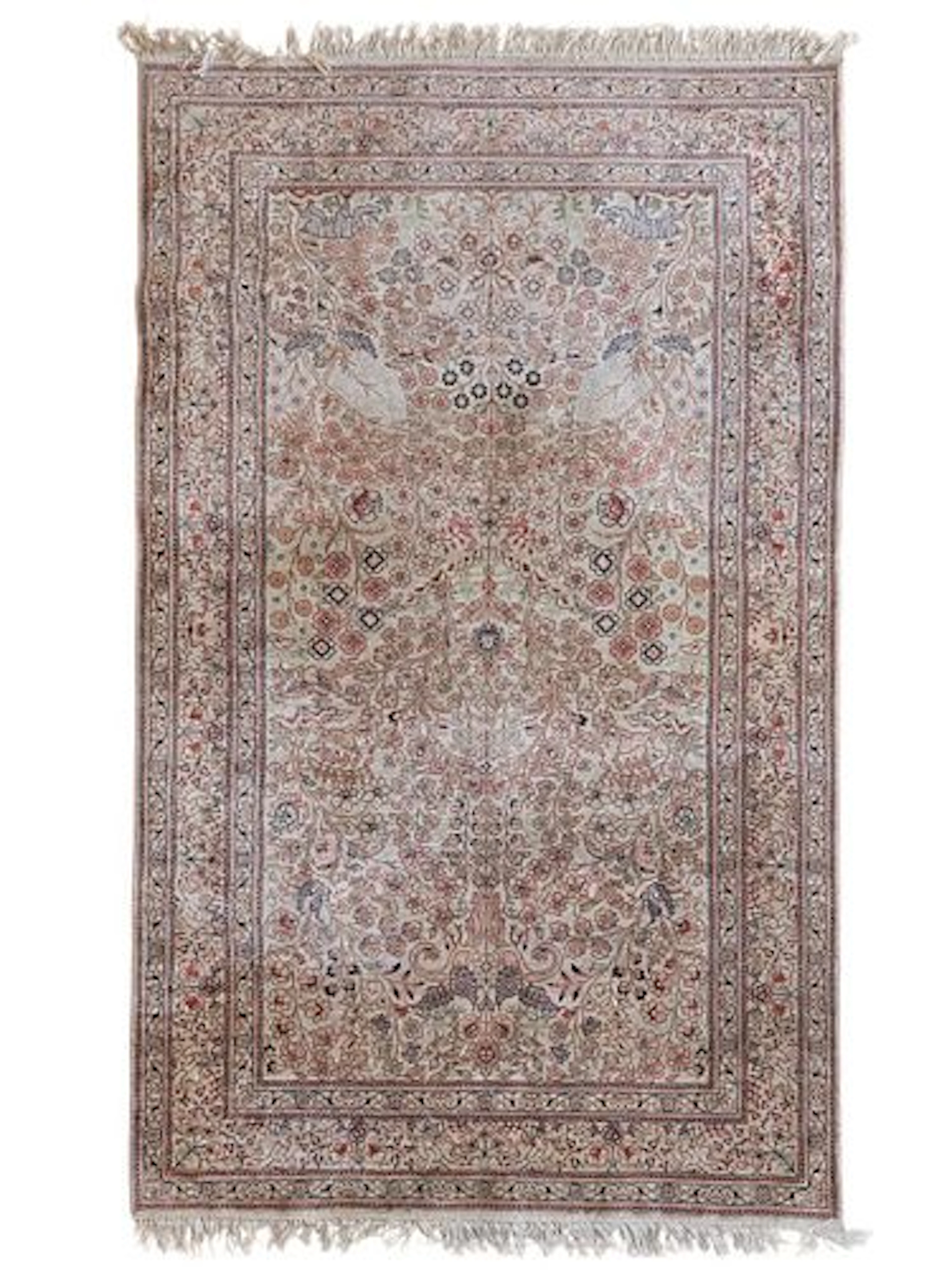 Vintage Kashmir Silk Rug 3'1" x 5'1"