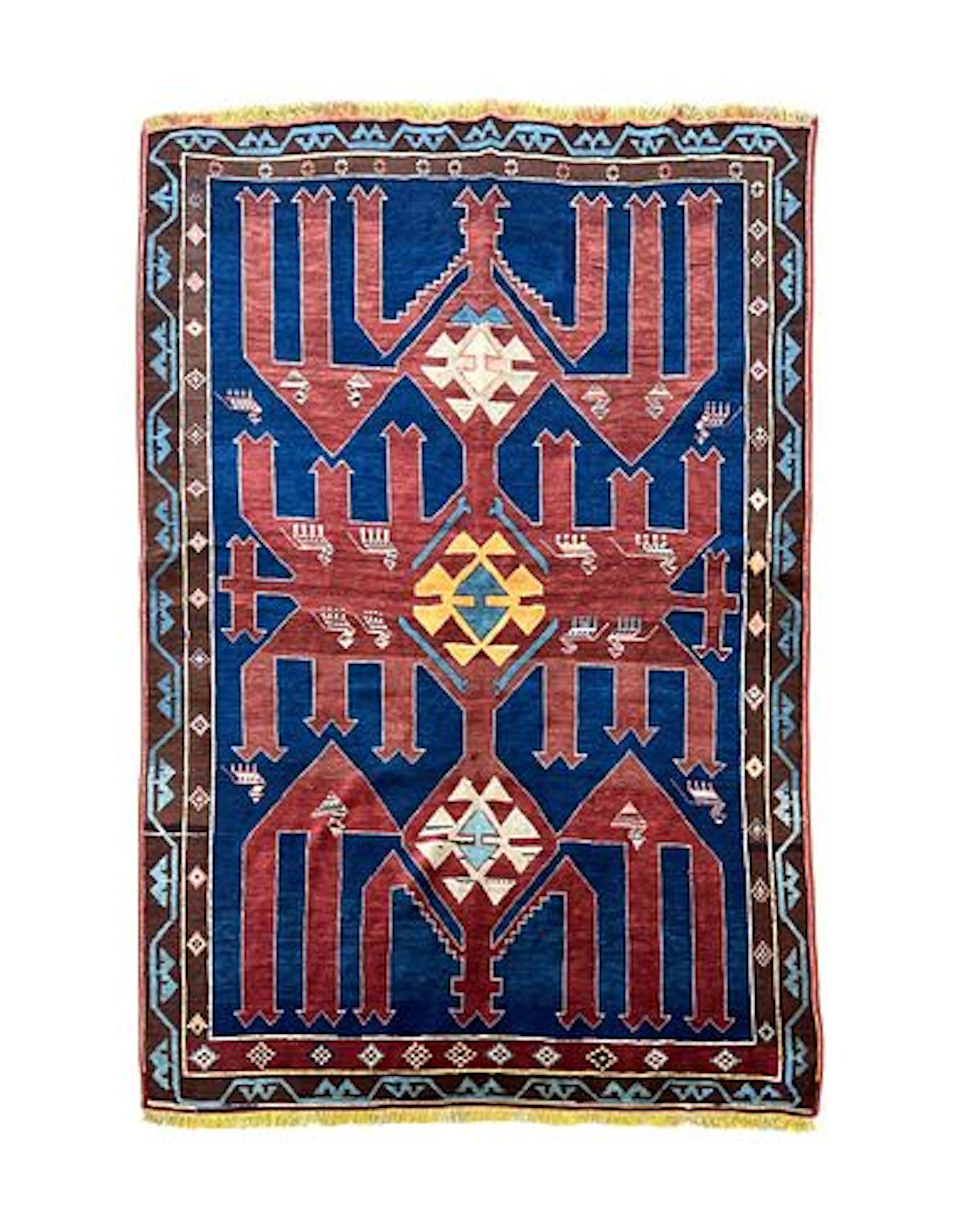 Vintage Turkish Geometric Wool Rug 4'8" x 7'2"