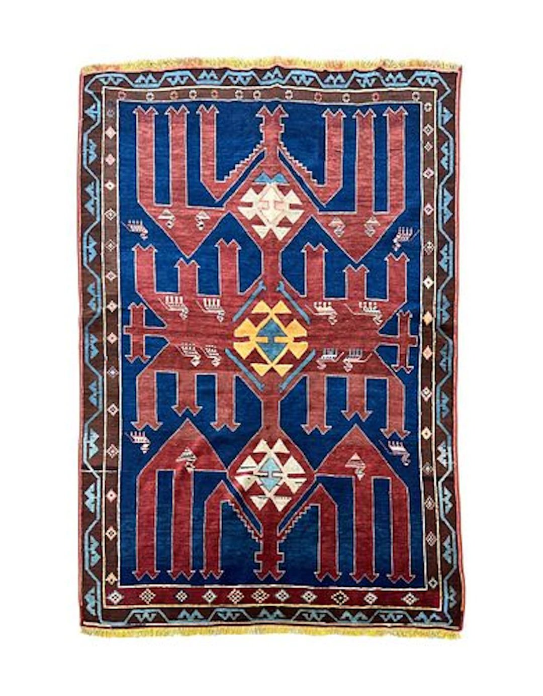 Vintage Turkish Geometric Wool Rug 4'8" x 7'2"