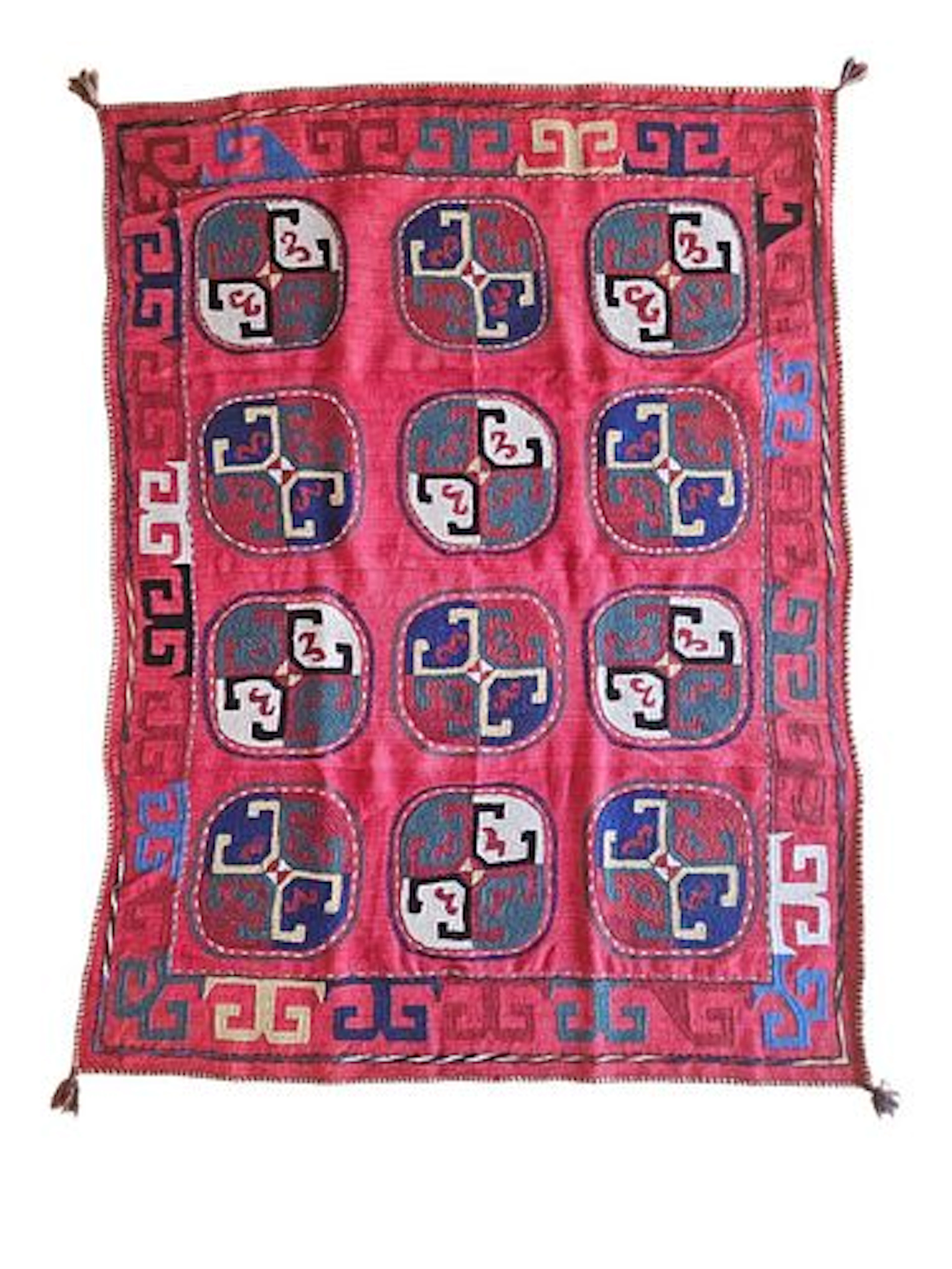 Vintage Uzbek Suzani Embroidery Rug 4' x 5'7"