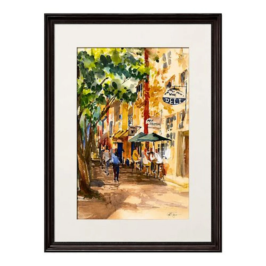 Late 20th Century Signed by Unidentified Artist - Street Cafe Scene
