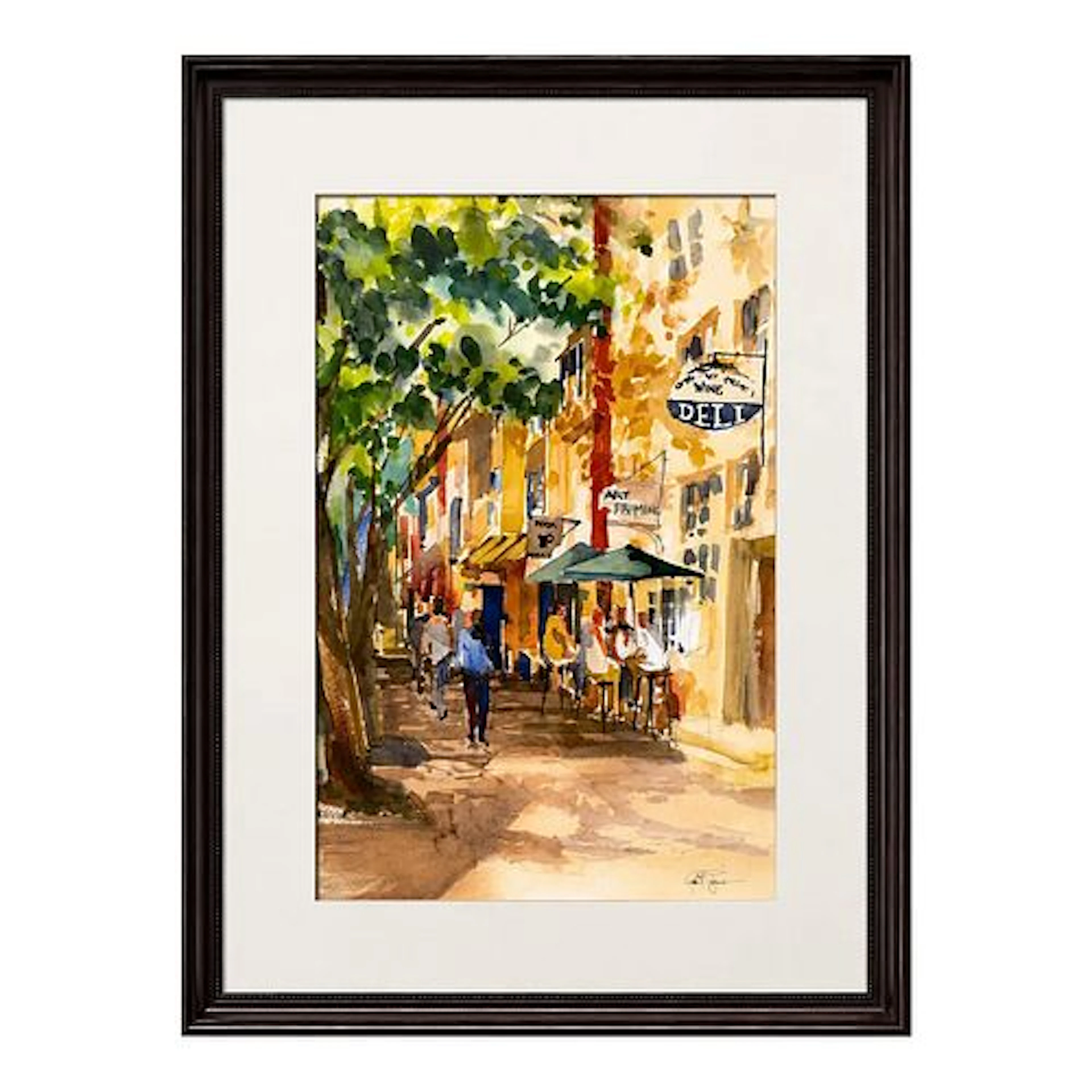 Late 20th Century Signed by Unidentified Artist - Street Cafe Scene