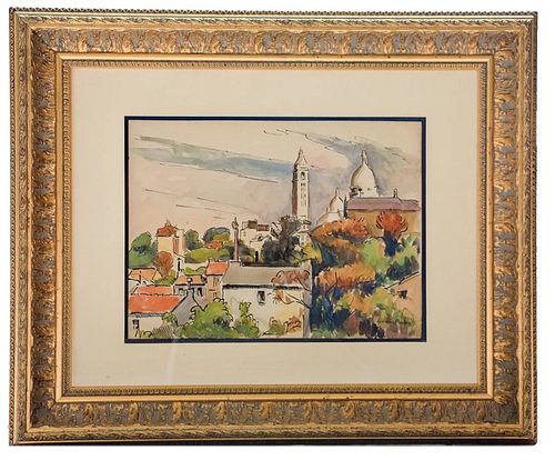 Ludovic-Rodo Pissarro - Vue de Montmartre, Watercolor & Ink
